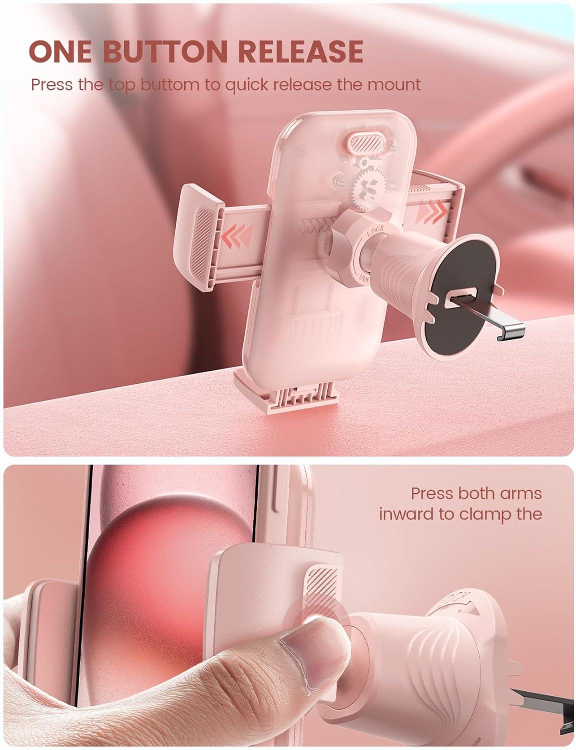 imageLamicall 2025 Wider Clamp ampamp Metal Hook Car Phone Holder Vent Thick Cases Friendly Phone Holders for Your Car Mount Automobile Hands Free Cradle Air Vent for iPhone 16 15 14 13 Pro Max SmartphoneNEW Upgraded  Pink
