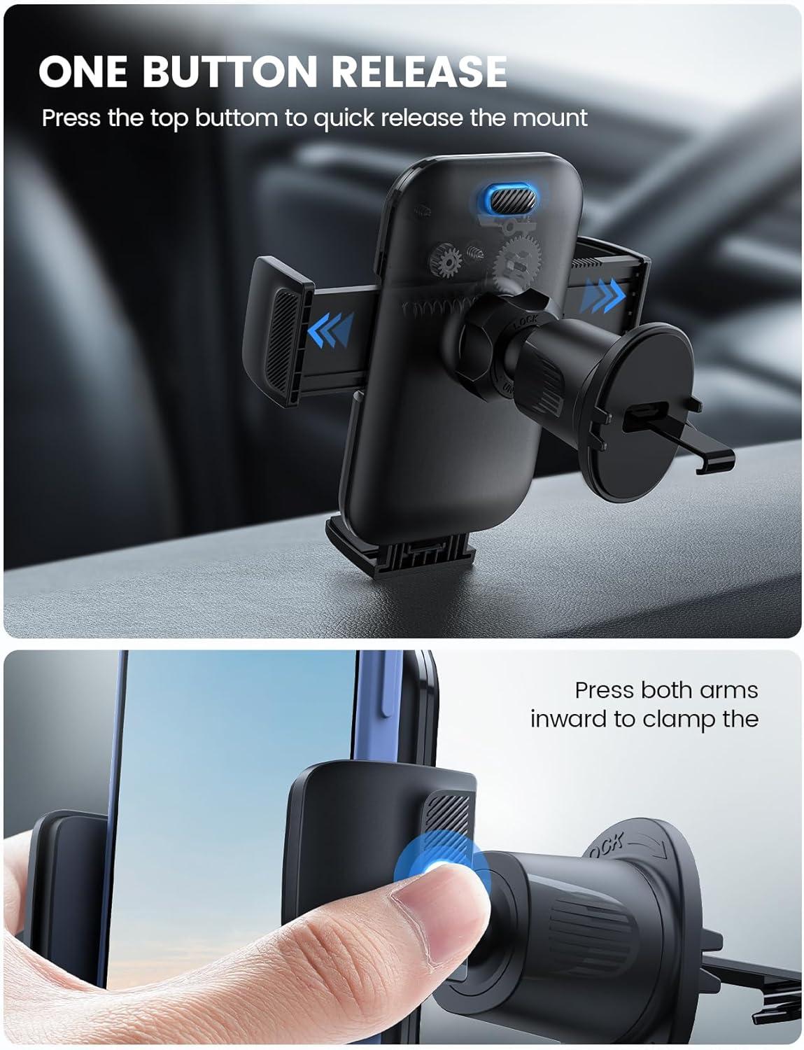 imageLamicall 2025 Wider Clamp ampamp Metal Hook Car Phone Holder Vent Thick Cases Friendly Phone Holders for Your Car Mount Automobile Hands Free Cradle Air Vent for iPhone 16 15 14 13 Pro Max SmartphoneNEW Upgraded  Dark grey