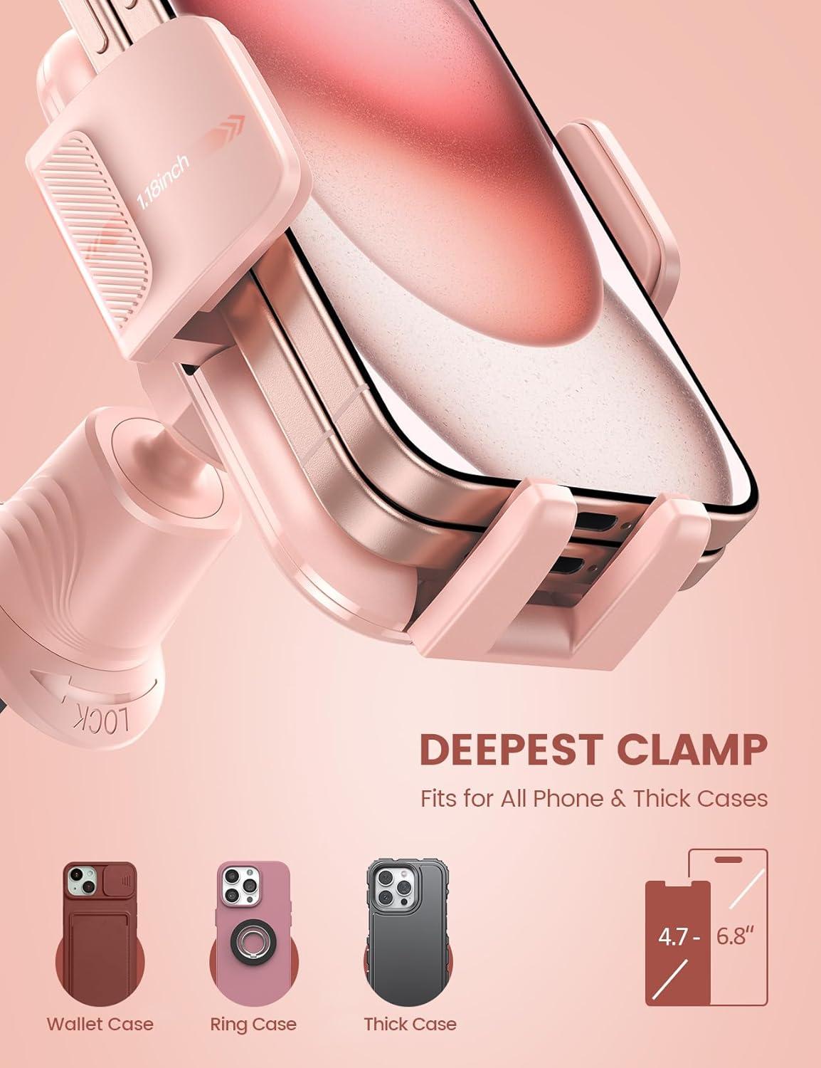 imageLamicall 2025 Wider Clamp ampamp Metal Hook Car Phone Holder Vent Thick Cases Friendly Phone Holders for Your Car Mount Automobile Hands Free Cradle Air Vent for iPhone 16 15 14 13 Pro Max SmartphoneNEW Upgraded  Pink