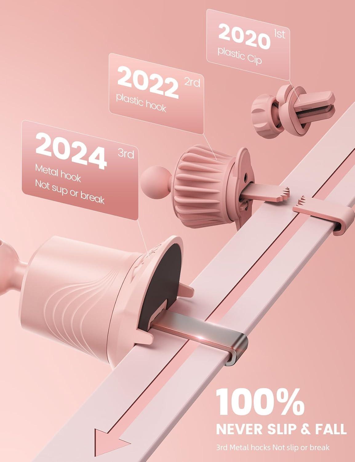 imageLamicall 2025 Wider Clamp ampamp Metal Hook Car Phone Holder Vent Thick Cases Friendly Phone Holders for Your Car Mount Automobile Hands Free Cradle Air Vent for iPhone 16 15 14 13 Pro Max SmartphoneNEW Upgraded  Pink