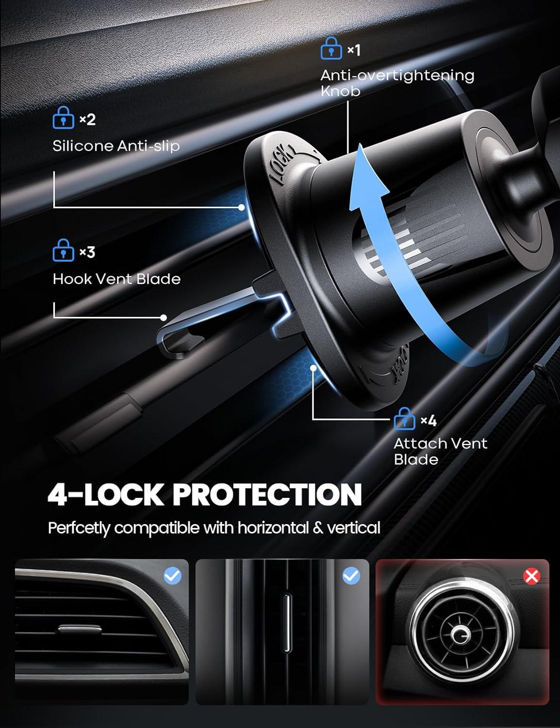 imageLamicall 2025 Wider Clamp ampamp Metal Hook Car Phone Holder Vent Thick Cases Friendly Phone Holders for Your Car Mount Automobile Hands Free Cradle Air Vent for iPhone 16 15 14 13 Pro Max SmartphoneNEW Upgraded  Lucite black