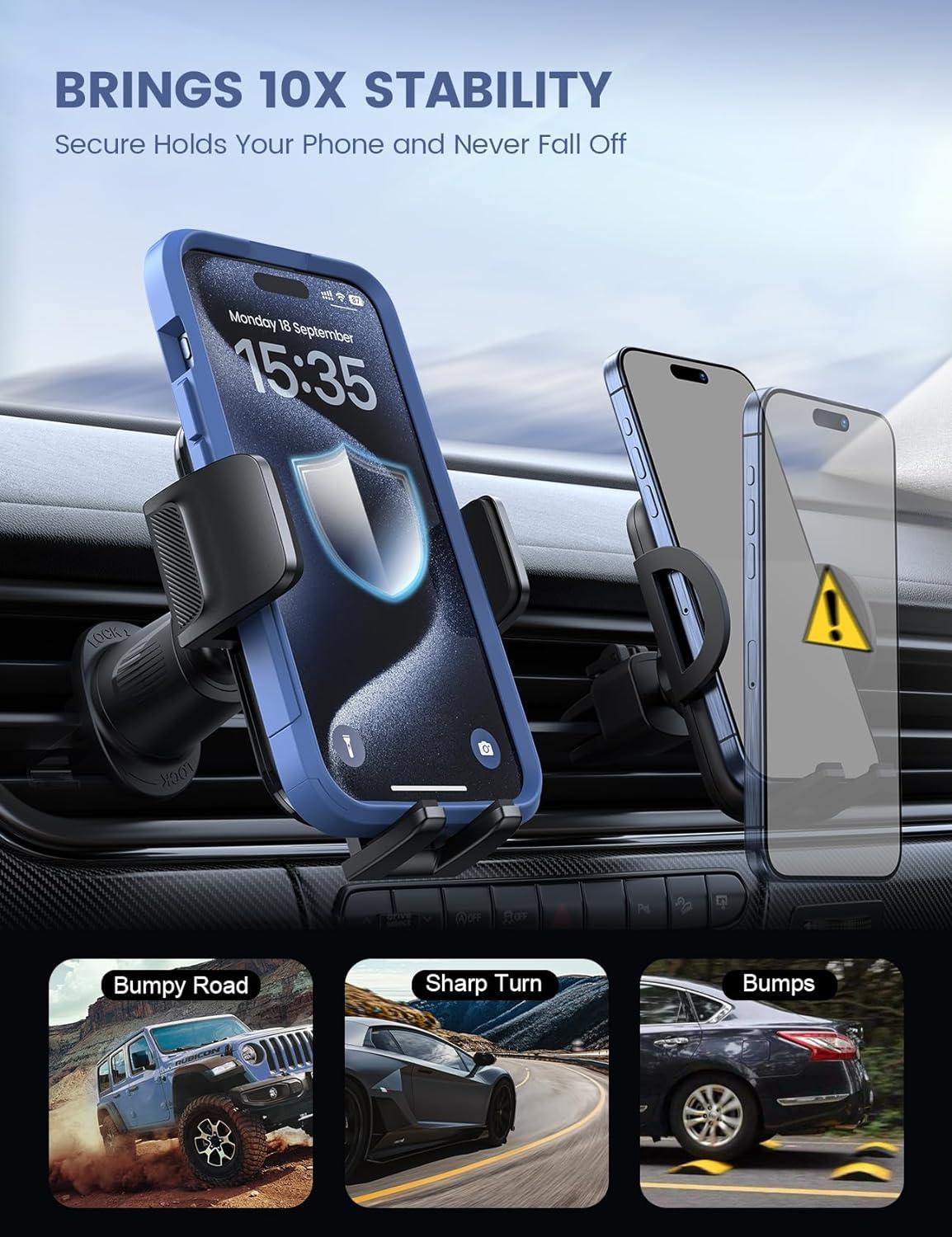 imageLamicall 2025 Wider Clamp ampamp Metal Hook Car Phone Holder Vent Thick Cases Friendly Phone Holders for Your Car Mount Automobile Hands Free Cradle Air Vent for iPhone 16 15 14 13 Pro Max SmartphoneNEW Upgraded  Lucite black