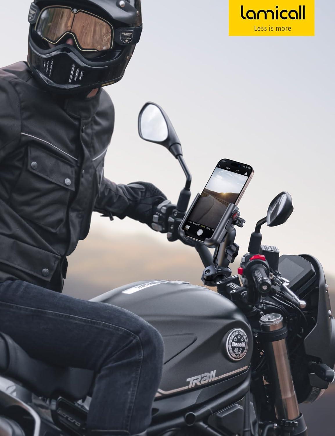 imageLamicall All Metal Motorcycle Phone Mount  Anti Shake Extendable Arm Bike Phone Holder Handlebar Clamp Bicycle Cell Phone Mount for iPhone 16 Pro Max 15 14 Galaxy S24 Ultra 4772quot Phones4772 Phones