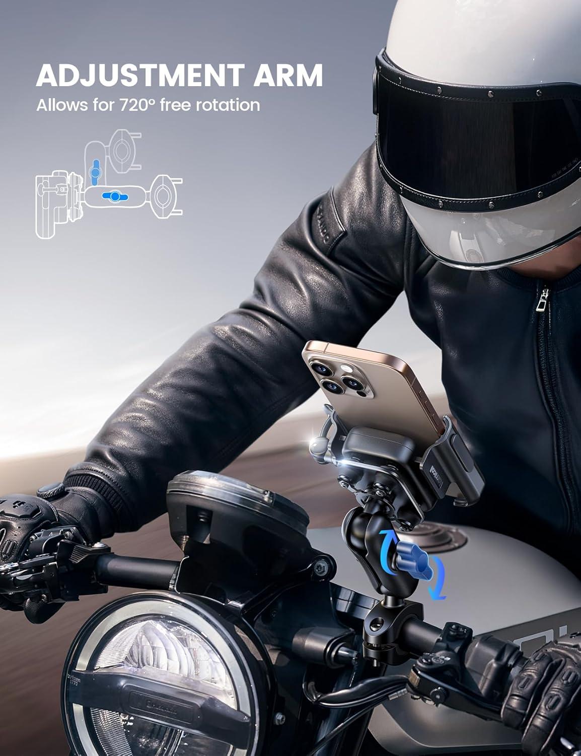 imageLamicall All Metal Motorcycle Phone Mount  Anti Shake Extendable Arm Bike Phone Holder Handlebar Clamp Bicycle Cell Phone Mount for iPhone 16 Pro Max 15 14 Galaxy S24 Ultra 4772quot Phones4772 Phones