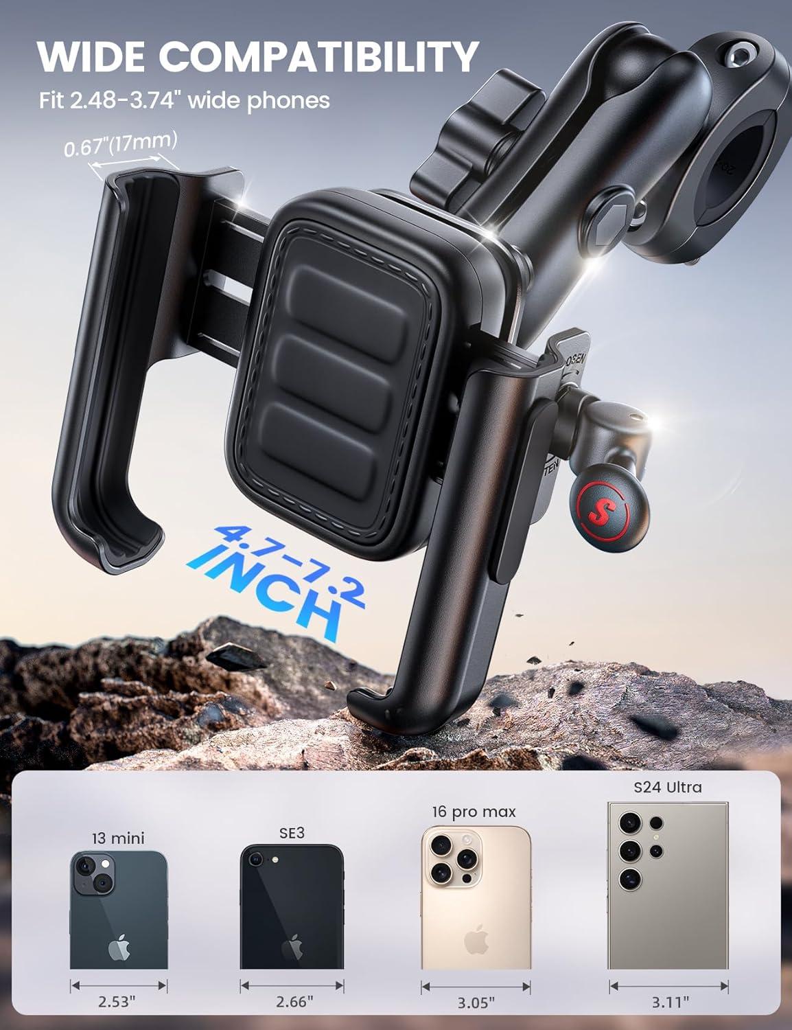imageLamicall All Metal Motorcycle Phone Mount  Anti Shake Extendable Arm Bike Phone Holder Handlebar Clamp Bicycle Cell Phone Mount for iPhone 16 Pro Max 15 14 Galaxy S24 Ultra 4772quot Phones4772 Phones
