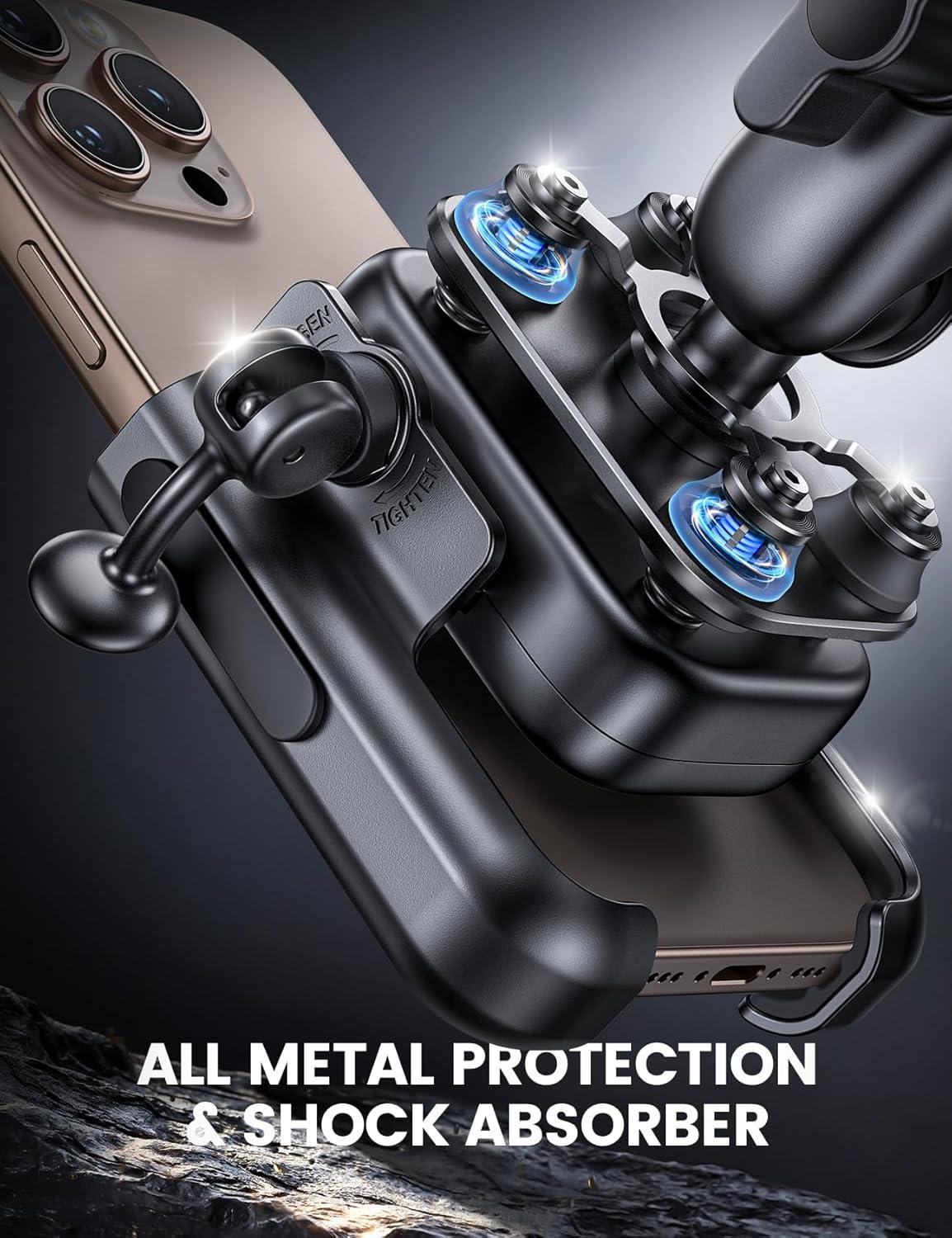 imageLamicall All Metal Motorcycle Phone Mount  Anti Shake Extendable Arm Bike Phone Holder Handlebar Clamp Bicycle Cell Phone Mount for iPhone 16 Pro Max 15 14 Galaxy S24 Ultra 4772quot Phones4772 Phones
