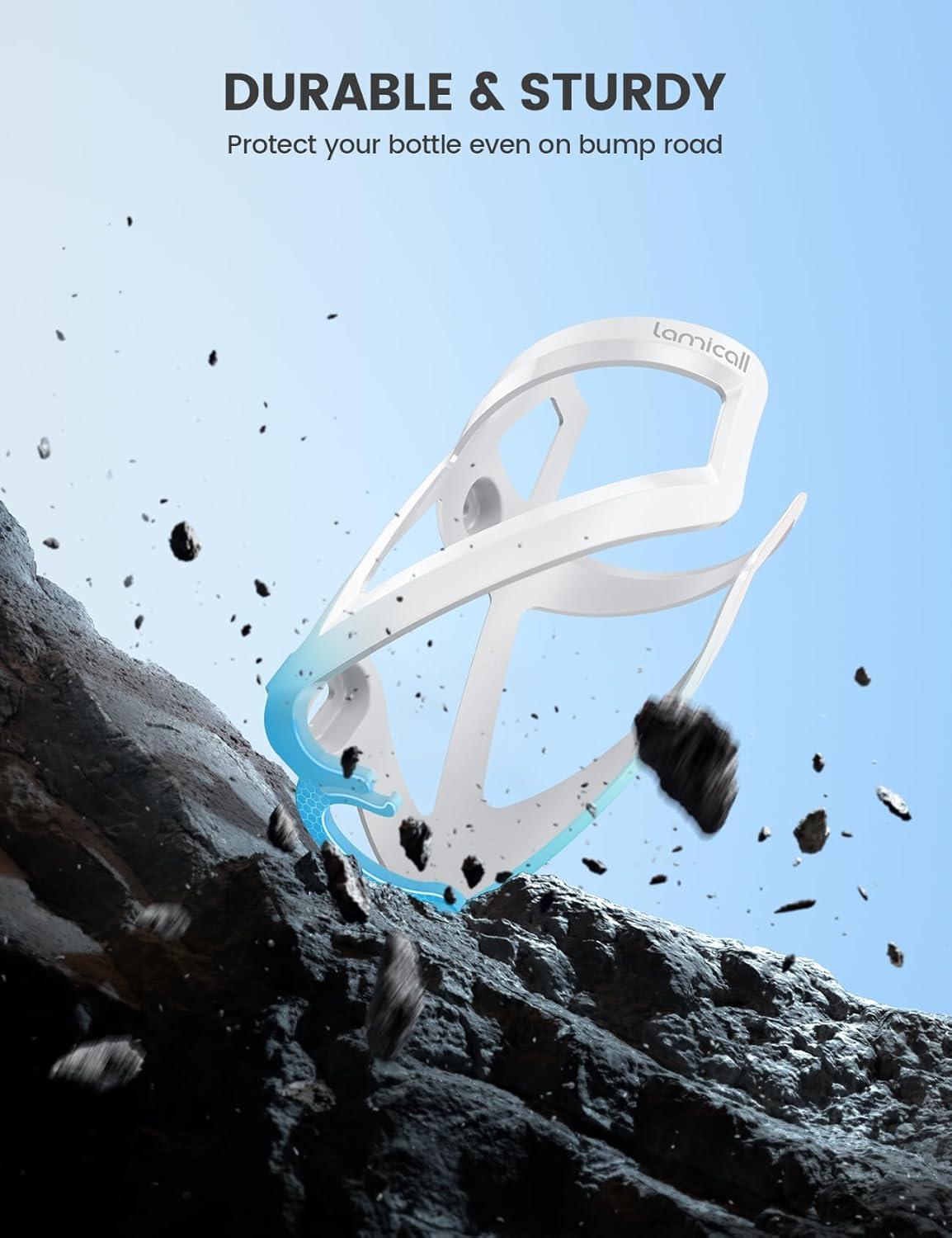 imageLamicall Bike Water Bottle Holder  12 Oz Ultralight ampamp Sturdy Bike Cup Holder Bicycle Drink Cage Cycling Bike Water Bottle Cage with Screw Tool for 275394quot Diameter BottlesWhite