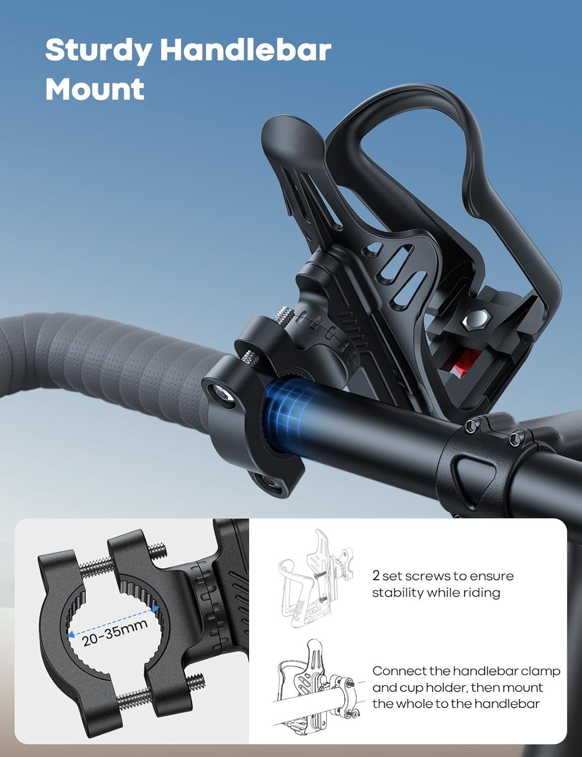 imageLamicall Bike Water Bottle Holder  for 2275quot Diameter Bottles for Handlebar ampamp Frame Motorcycle Cup Holder Bicycle Drink Cage with Screw Tool Fit Standard and Smaller Size Bottles2275 Bottles