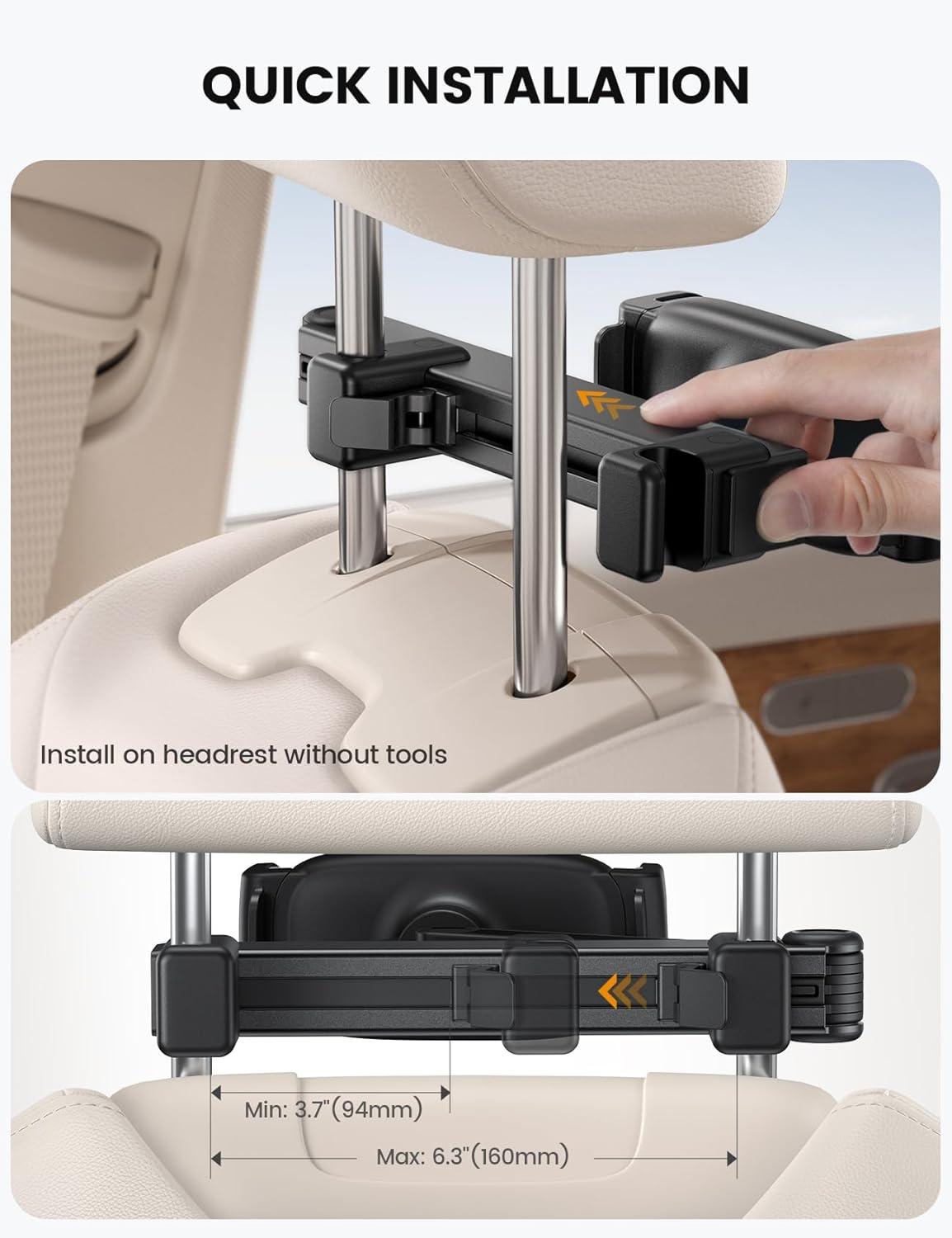 imageLamicall Car Headrest Tablet Holder  Lockable 3 in 1 Extension Arm Upgrade Tablet Mount for Car Backseat Road Trip Essentials for Kids for iPad Pro Air Mini Galaxy Fire HD 4713quot Tablets