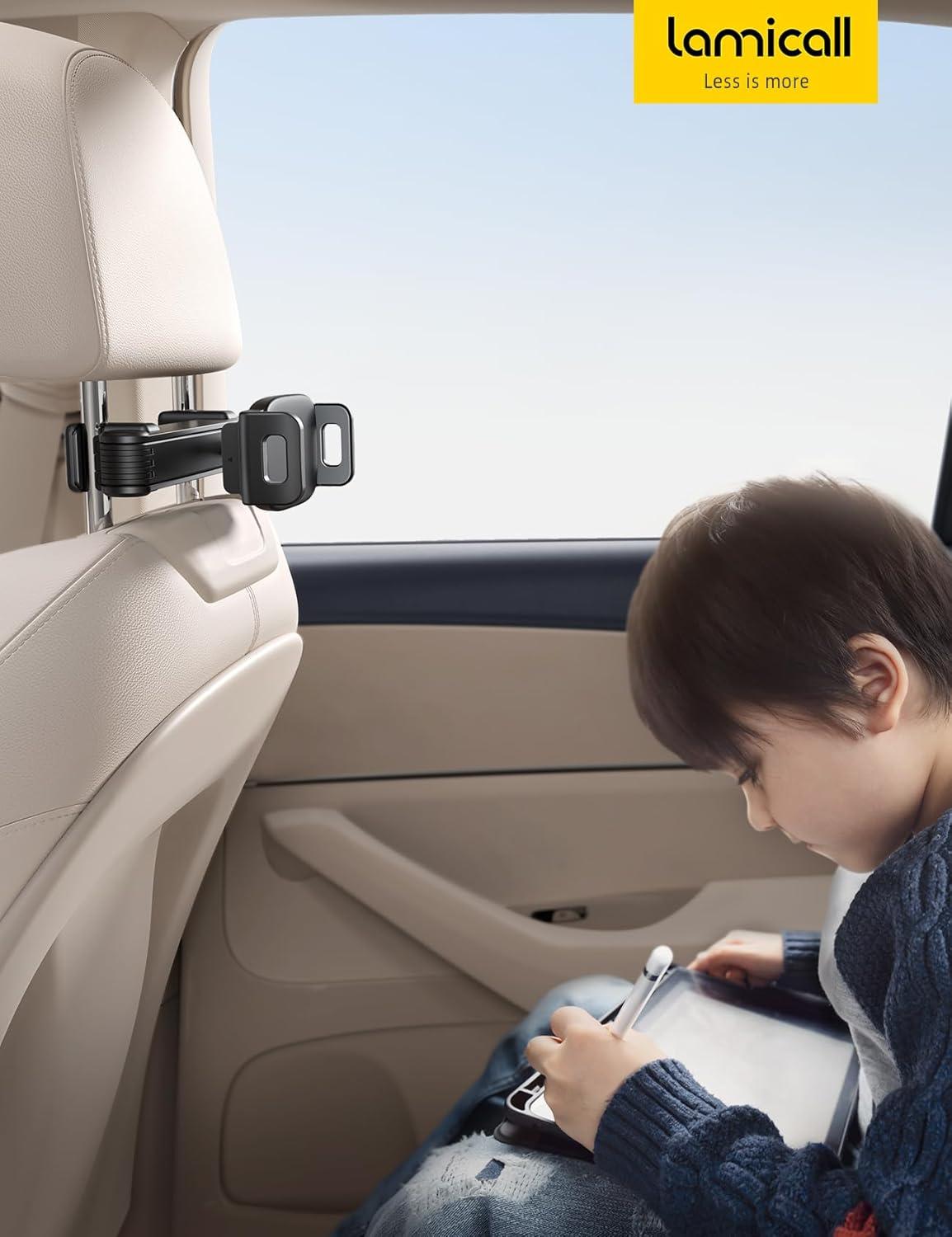imageLamicall Car Headrest Tablet Holder  Lockable 3 in 1 Extension Arm Upgrade Tablet Mount for Car Backseat Road Trip Essentials for Kids for iPad Pro Air Mini Galaxy Fire HD 4713quot Tablets