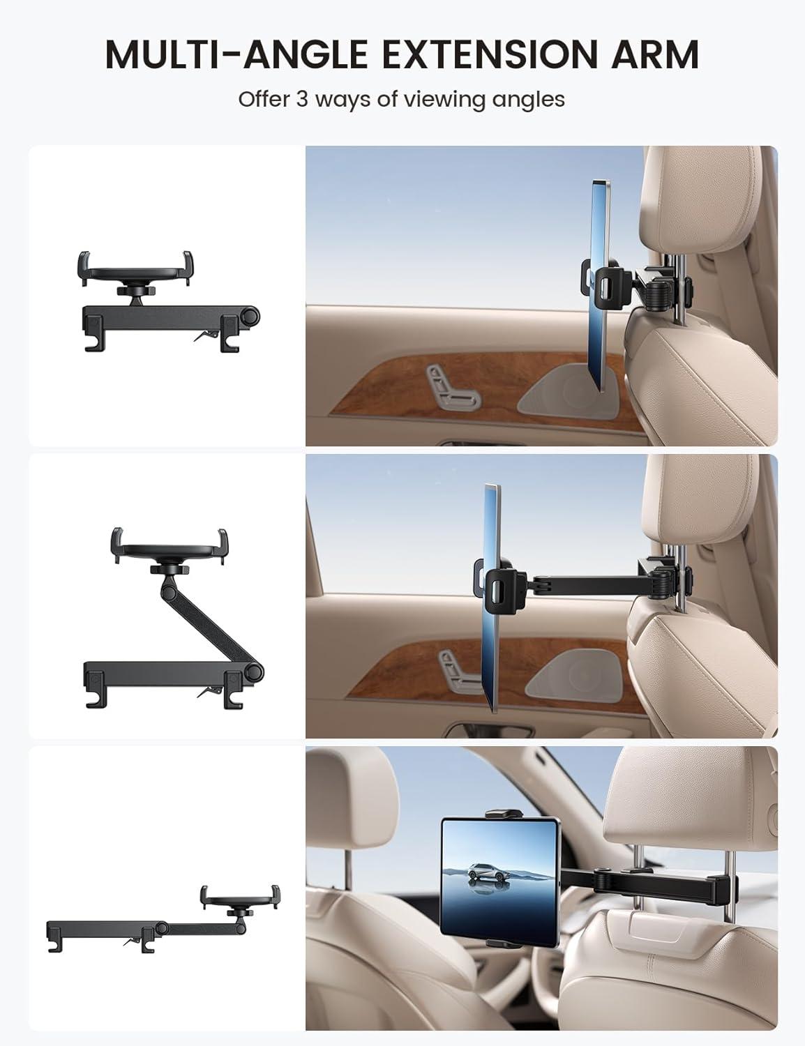 imageLamicall Car Headrest Tablet Holder  Lockable 3 in 1 Extension Arm Upgrade Tablet Mount for Car Backseat Road Trip Essentials for Kids for iPad Pro Air Mini Galaxy Fire HD 4713quot Tablets