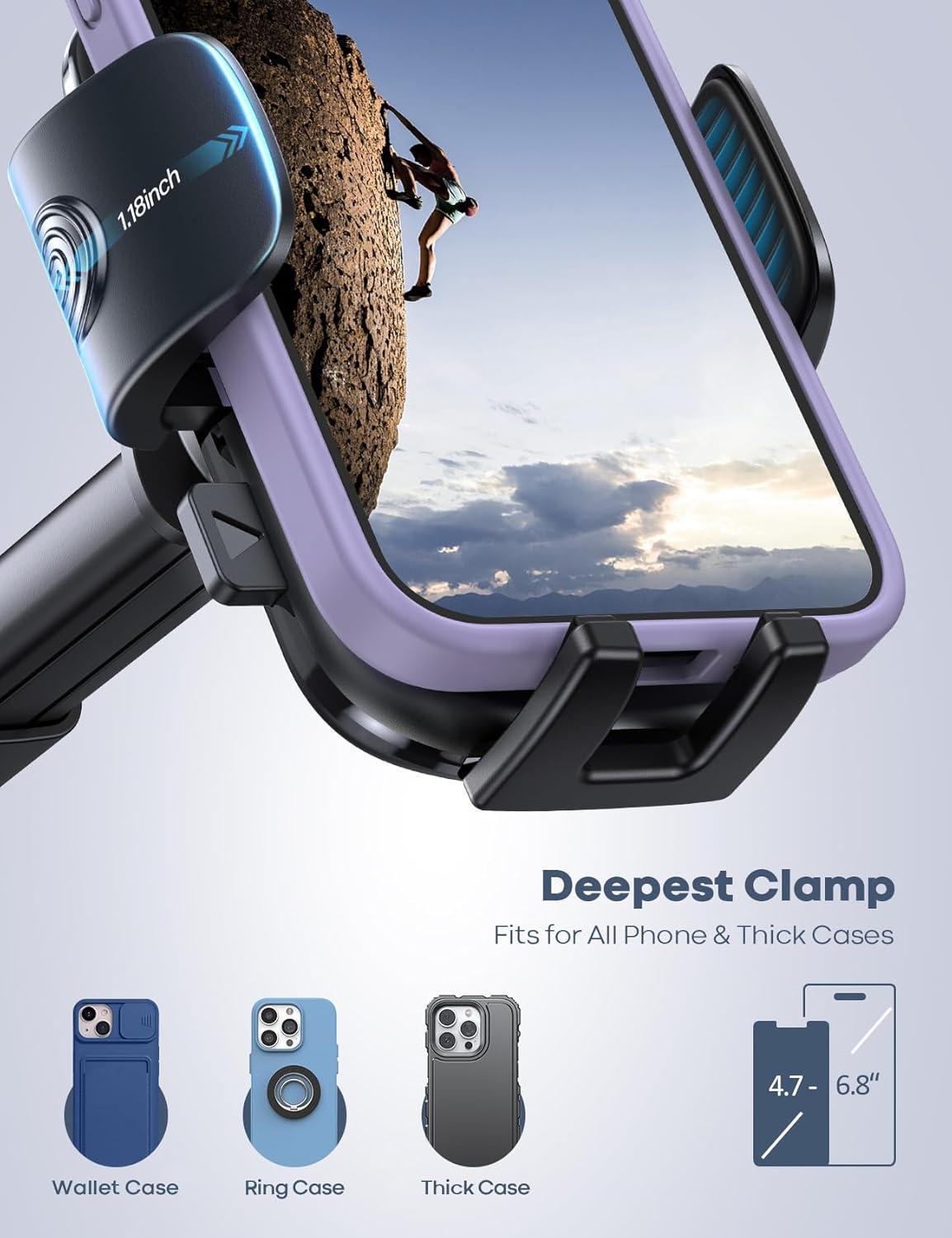 imageLamicall Car Phone Holder  Strongest MilitaryGrade Suction Cup 360 Rotation Phone Holders for Your Car Quick Release Adjustable Car Phone Mount Dashboard for iPhone 16 Galaxy Smartphone TruckNEW Upgraded  Dark grey