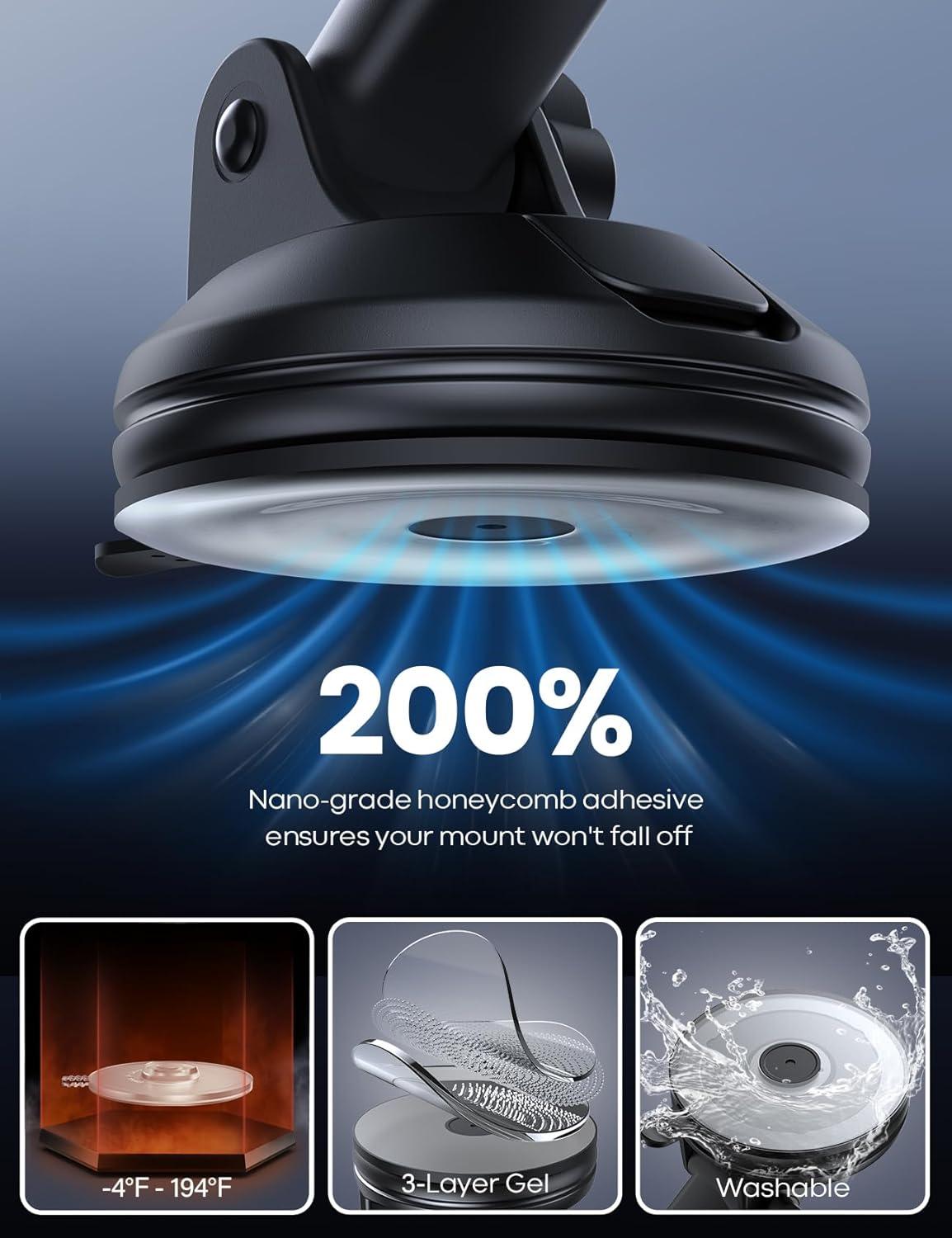 imageLamicall Car Phone Holder  Strongest MilitaryGrade Suction Cup 360 Rotation Phone Holders for Your Car Quick Release Adjustable Car Phone Mount Dashboard for iPhone 16 Galaxy Smartphone TruckBlack
