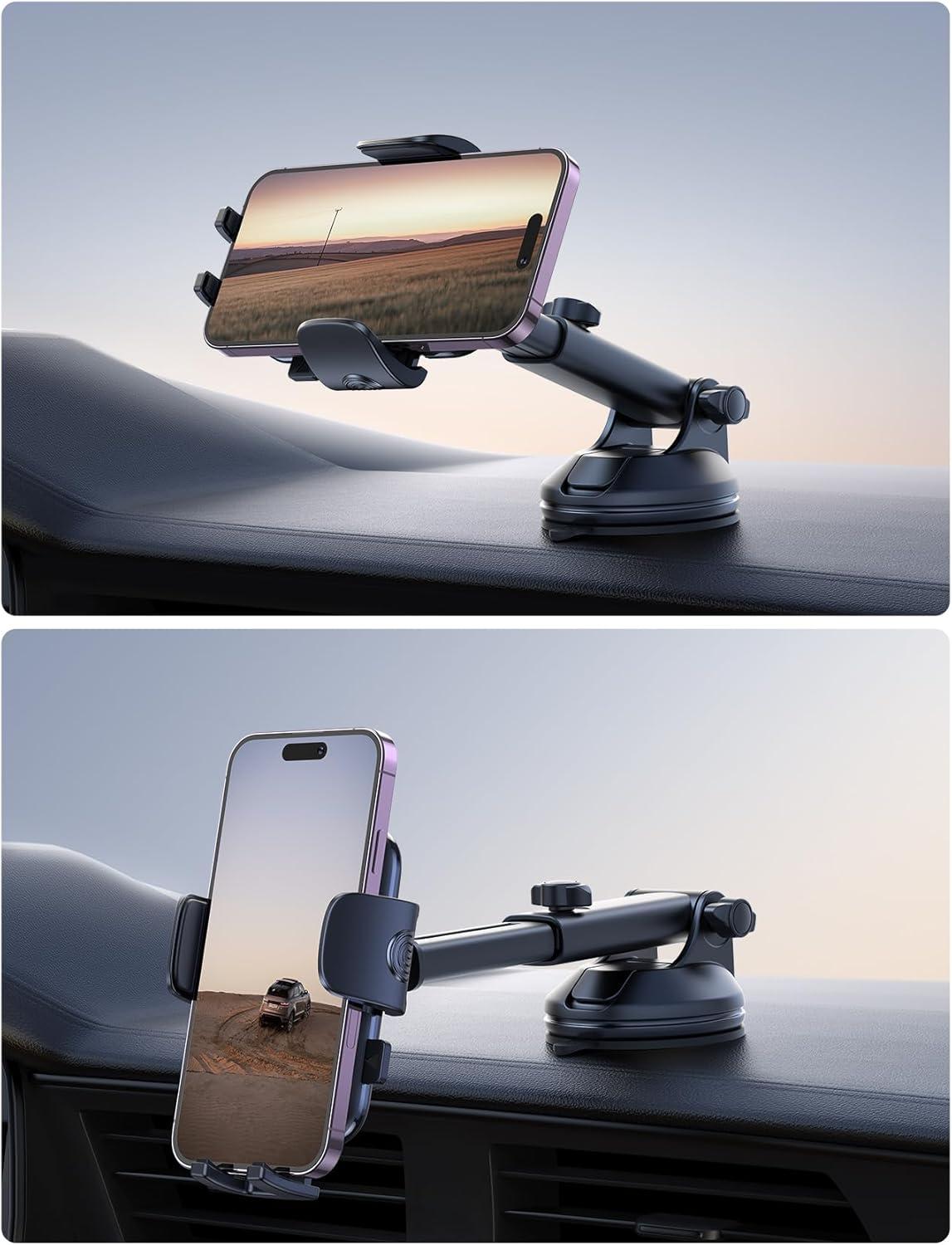 imageLamicall Car Phone Holder  Strongest MilitaryGrade Suction Cup 360 Rotation Phone Holders for Your Car Quick Release Adjustable Car Phone Mount Dashboard for iPhone 16 Galaxy Smartphone TruckNEW Upgraded  Dark grey