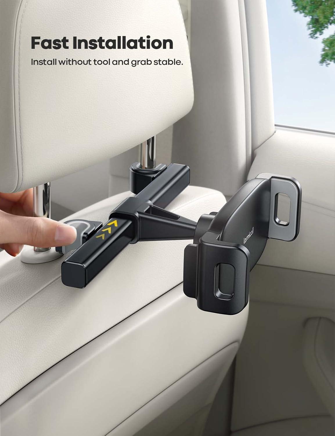 imageLamicall Car Tablet Mount Headrest Tablet Holder  Car Back Seat Travel Stand for Kids Compatible with iPad Pro Air Mini Galaxy Tab Fire HD 4713quot Cell Phone Tablets and DevicesBlack