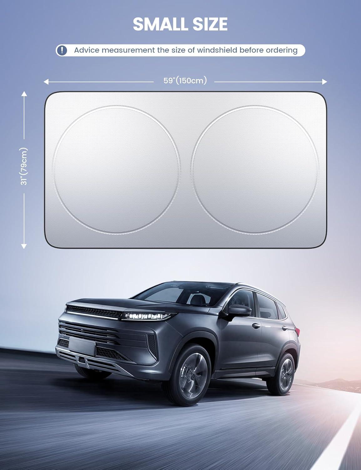 imageLamicall Car Windshield Sun Shade  4Layer Reflective 240T Sun ampamp UV Reflective Windshield Cover Sun Shade  Easy Install Foldable  59quotx31quot Windshield Cover for Compact Sedan SUV