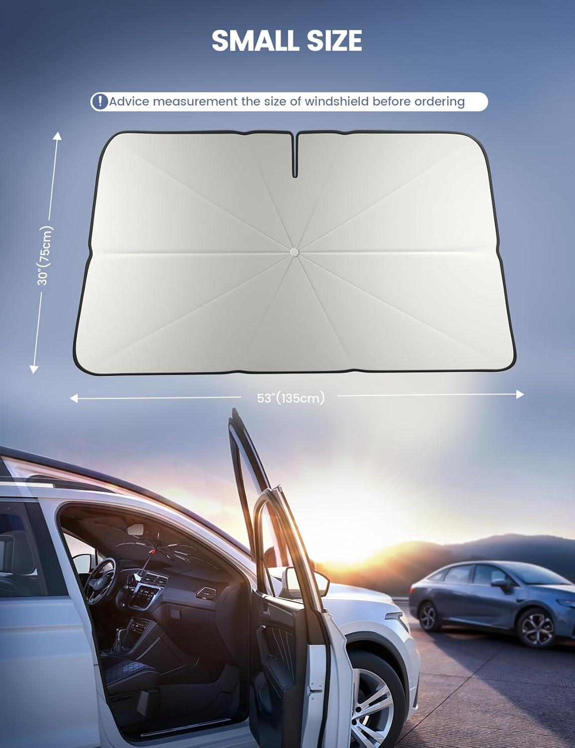 imageLamicall Car Windshield Sunshade Umbrella  5Layer UV Block 10Rib Fiberglass Frame for Heat Insulation 53quotx30quot Front Window Interior Sun Protection for Compact Sedan SUV Windshield