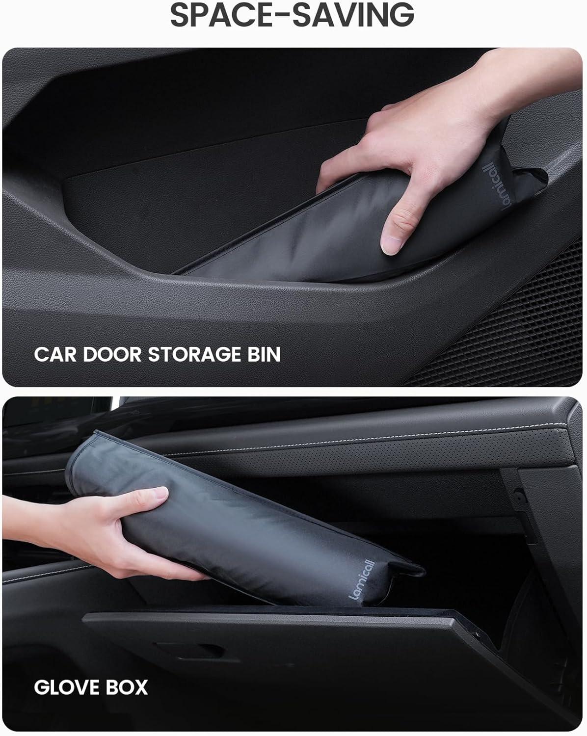 imageLamicall Car Windshield Sunshade Umbrella  5Layer UV Block 10Rib Fiberglass Frame for Heat Insulation 53quotx30quot Front Window Interior Sun Protection for Compact Sedan SUV Windshield