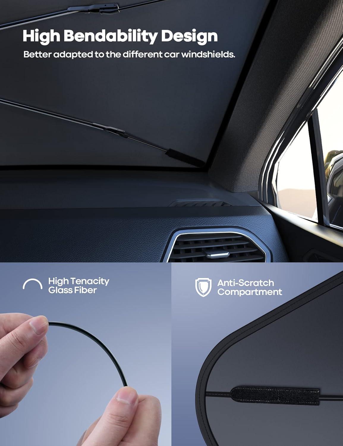 imageLamicall Car Windshield Sunshade Umbrella  Foldable Car Windshield Sun Shade Cover 5 Layers UV Block Coating 52quotx31quot Front Window Heat Insulation Protection for Auto Sedan SUV Windshield