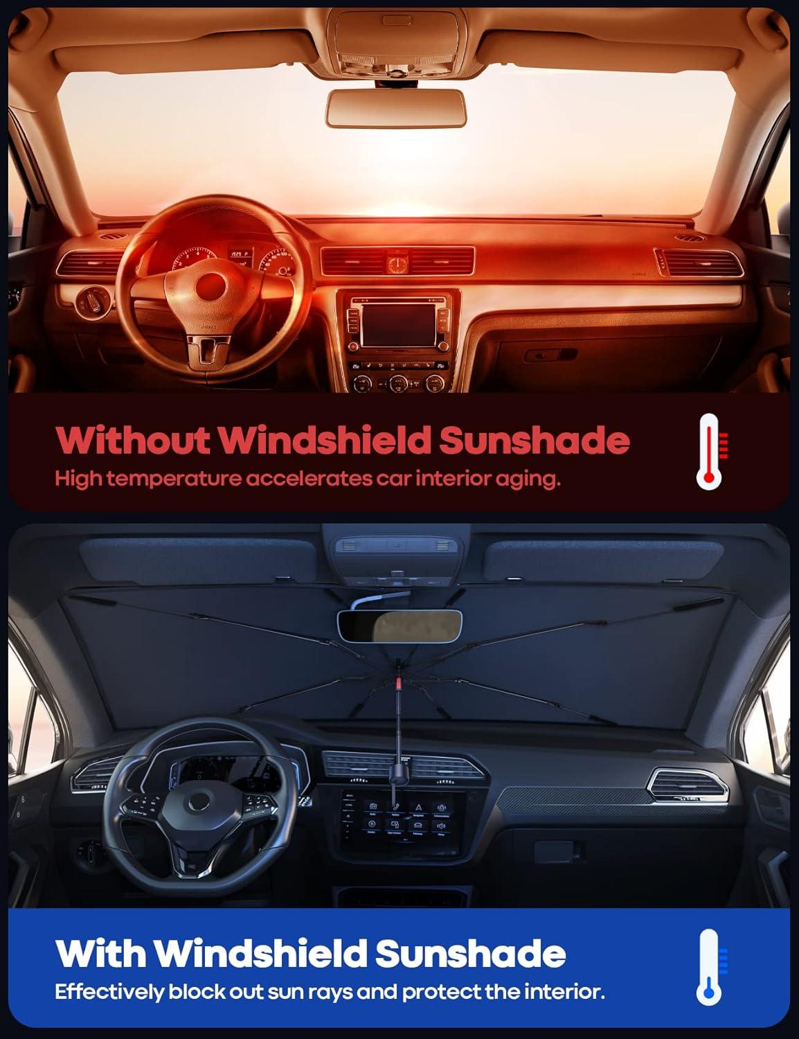 imageLamicall Car Windshield Sunshade Umbrella  Foldable Car Windshield Sun Shade Cover 5 Layers UV Block Coating 52quotx31quot Front Window Heat Insulation Protection for Auto Sedan SUV Windshield