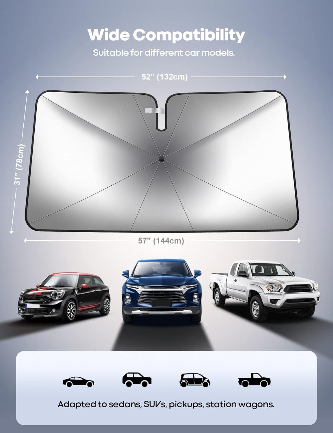 imageLamicall Car Windshield Sunshade Umbrella  Foldable Car Windshield Sun Shade Cover 5 Layers UV Block Coating 52quotx31quot Front Window Heat Insulation Protection for Auto Sedan SUV Windshield