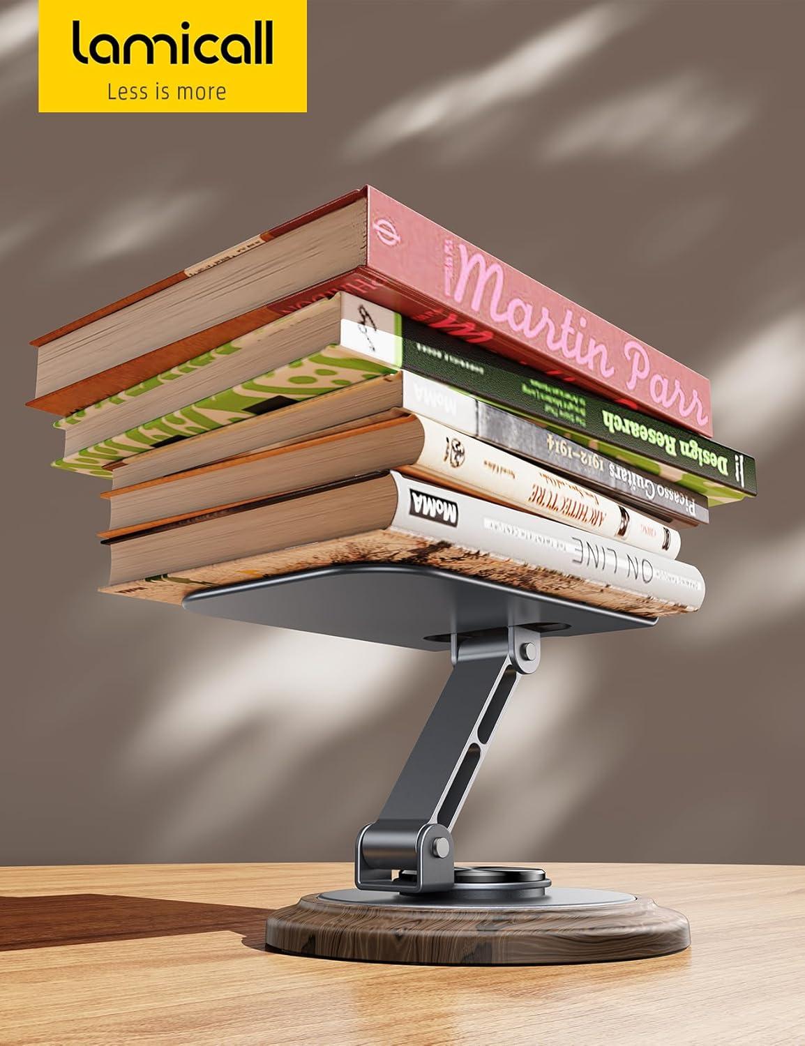 imageLamicall Cell Phone Stand for Desk  360 Rotation Sturdy Adjustable Desktop Phone Holder Foldable Mobile Stand Office Desk Accessories for iPhone 16 15 14 Pro Max Galaxy S25 S24 All PhonesGrey