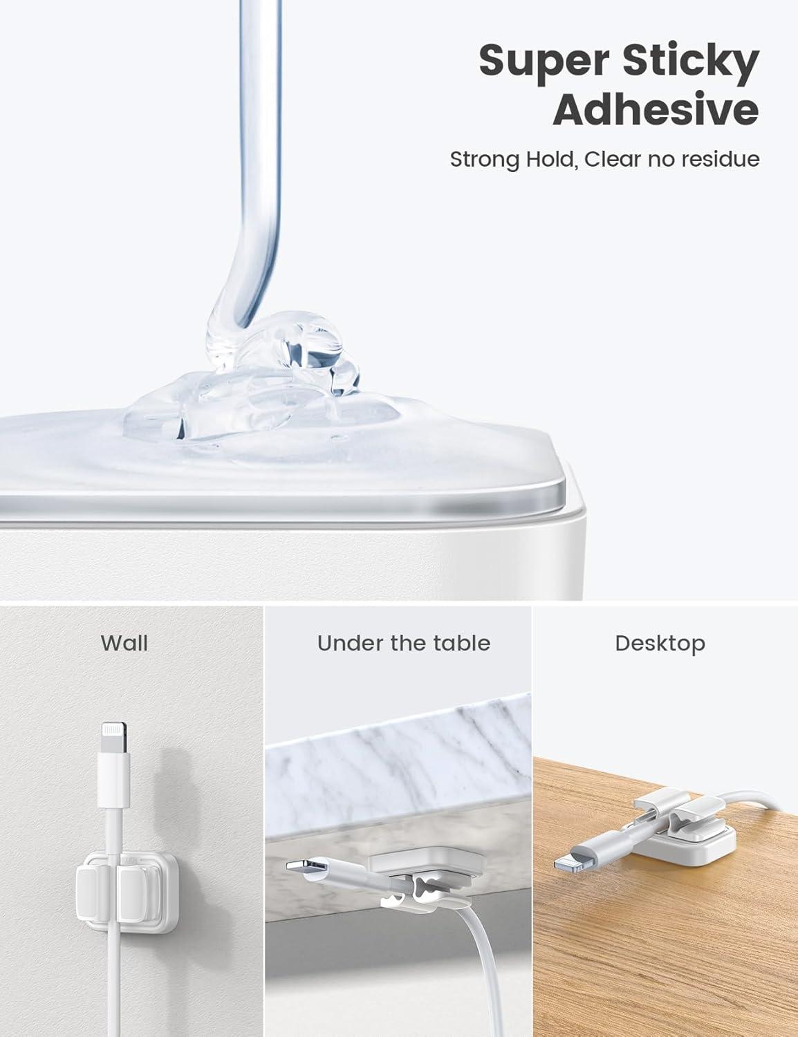 imageLamicall Cord Organizer Spring Clip Holder  1 Small Clip Hold 3 Cords Desk Cable Management Holder Adhesive Phone Charger Wire Keeper for Nightstand Office Car Desk Accessories 3PcsWhite