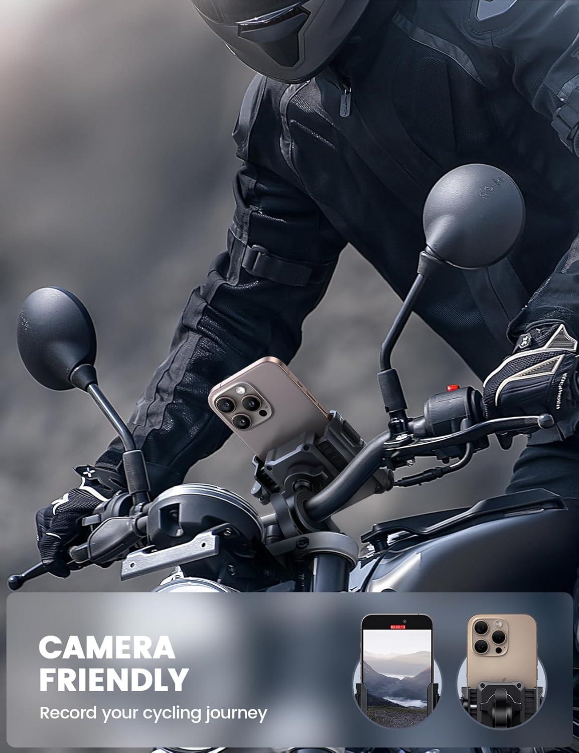 imageLamicall Motorcycle Bike Phone Mount  No Block Camera 1s Lock Bike Cell Phone Holder Clamp Bicycle Scooter Handlebar Clip for iPhone 16 15 14 Pro Max Galaxy S25 S24 Ultra 477quot Phones
