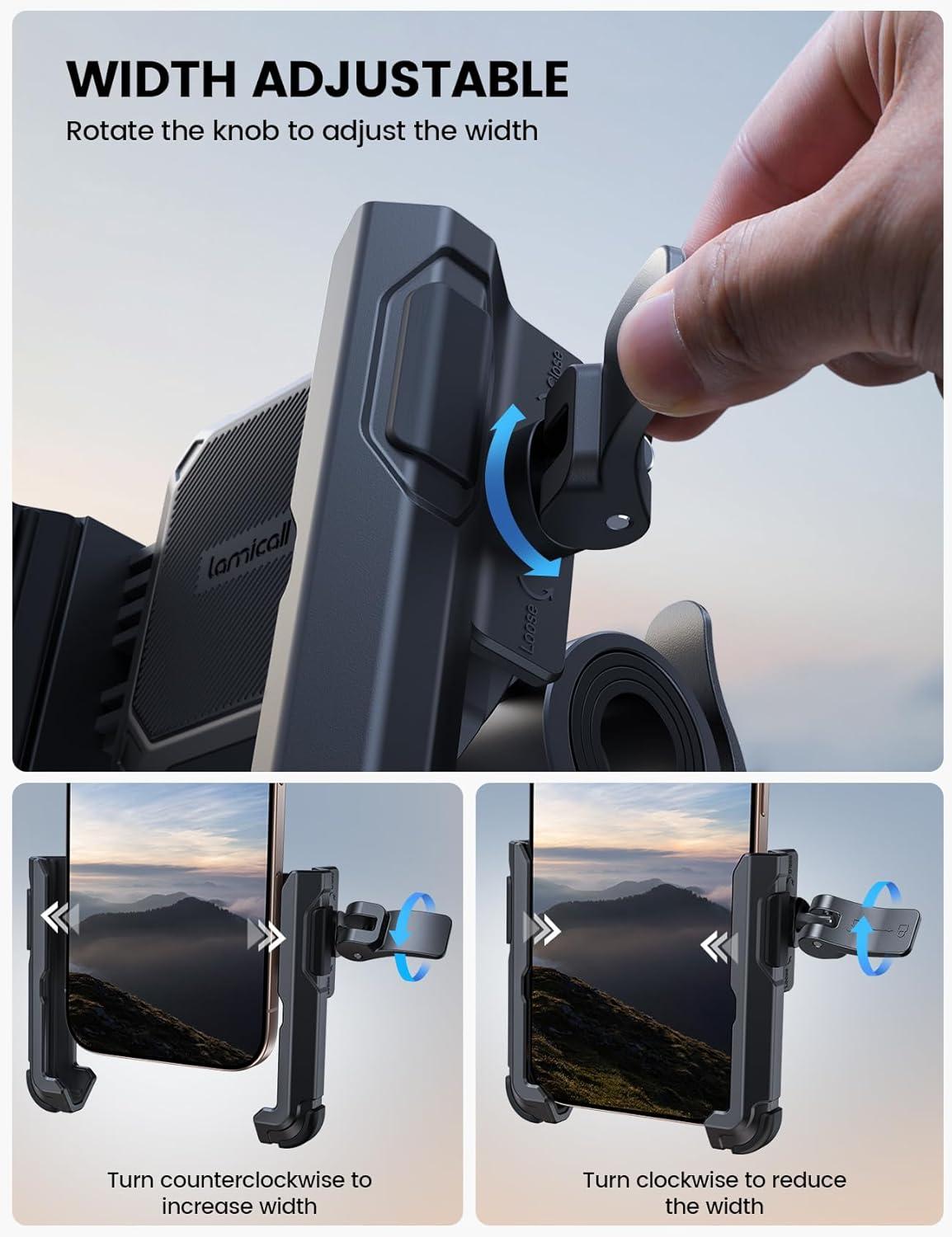 imageLamicall Motorcycle Bike Phone Mount  No Block Camera 1s Lock Bike Cell Phone Holder Clamp Bicycle Scooter Handlebar Clip for iPhone 16 15 14 Pro Max Galaxy S25 S24 Ultra 477quot Phones