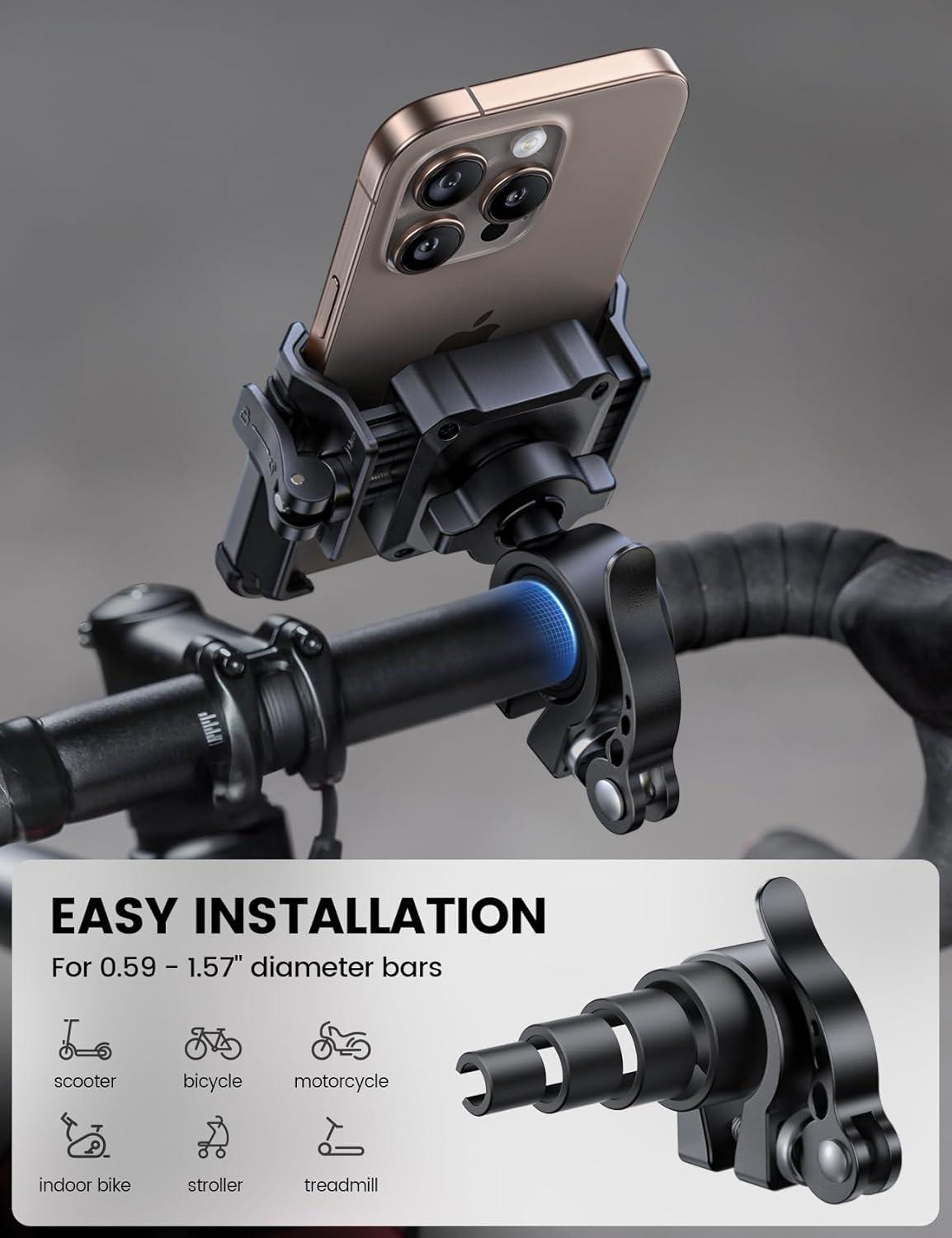 imageLamicall Motorcycle Bike Phone Mount  No Block Camera 1s Lock Bike Cell Phone Holder Clamp Bicycle Scooter Handlebar Clip for iPhone 16 15 14 Pro Max Galaxy S25 S24 Ultra 477quot Phones