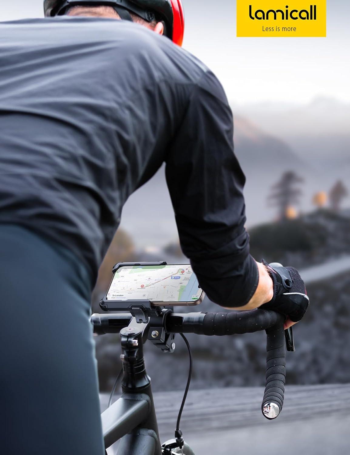 imageLamicall Motorcycle Bike Phone Mount  No Block Camera 1s Lock Bike Cell Phone Holder Clamp Bicycle Scooter Handlebar Clip for iPhone 16 15 14 Pro Max Galaxy S25 S24 Ultra 477quot Phones