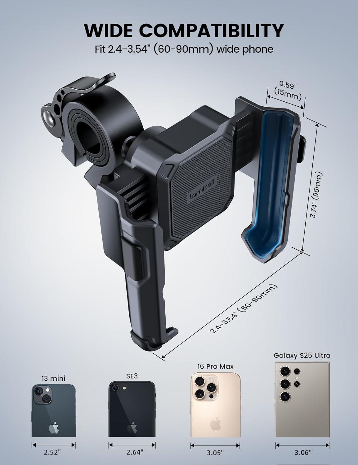 imageLamicall Motorcycle Bike Phone Mount  No Block Camera 1s Lock Bike Cell Phone Holder Clamp Bicycle Scooter Handlebar Clip for iPhone 16 15 14 Pro Max Galaxy S25 S24 Ultra 477quot Phones