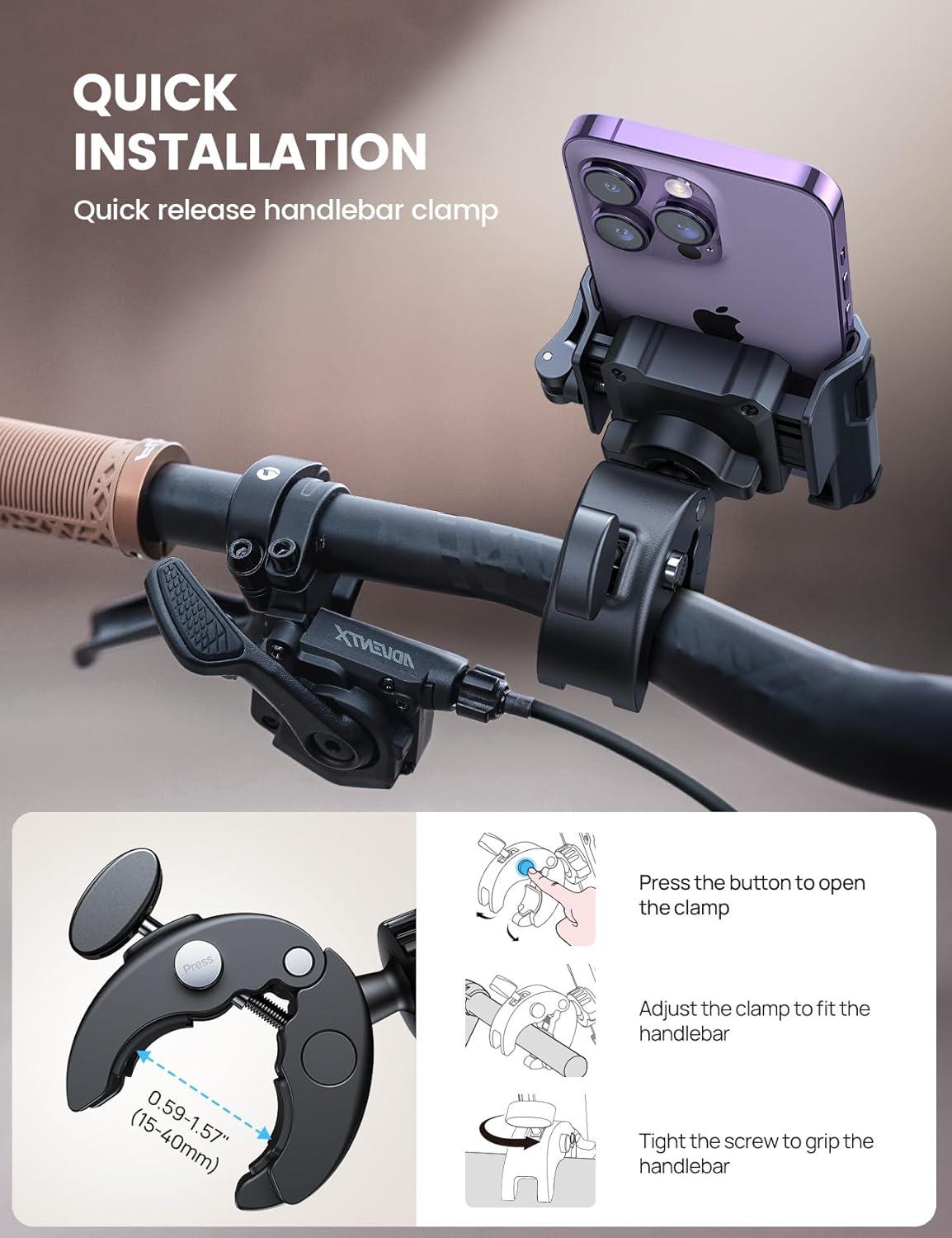 imageLamicall Motorcycle Phone Mount Holder  Camera Friendly 1s Lock Bike Phone Holder Handlebar Clamp Bicycle Scooter Phone Clip for iPhone 16 Pro Max 15 14 13 Galaxy S25 Ultra 477quot PhonesBlack