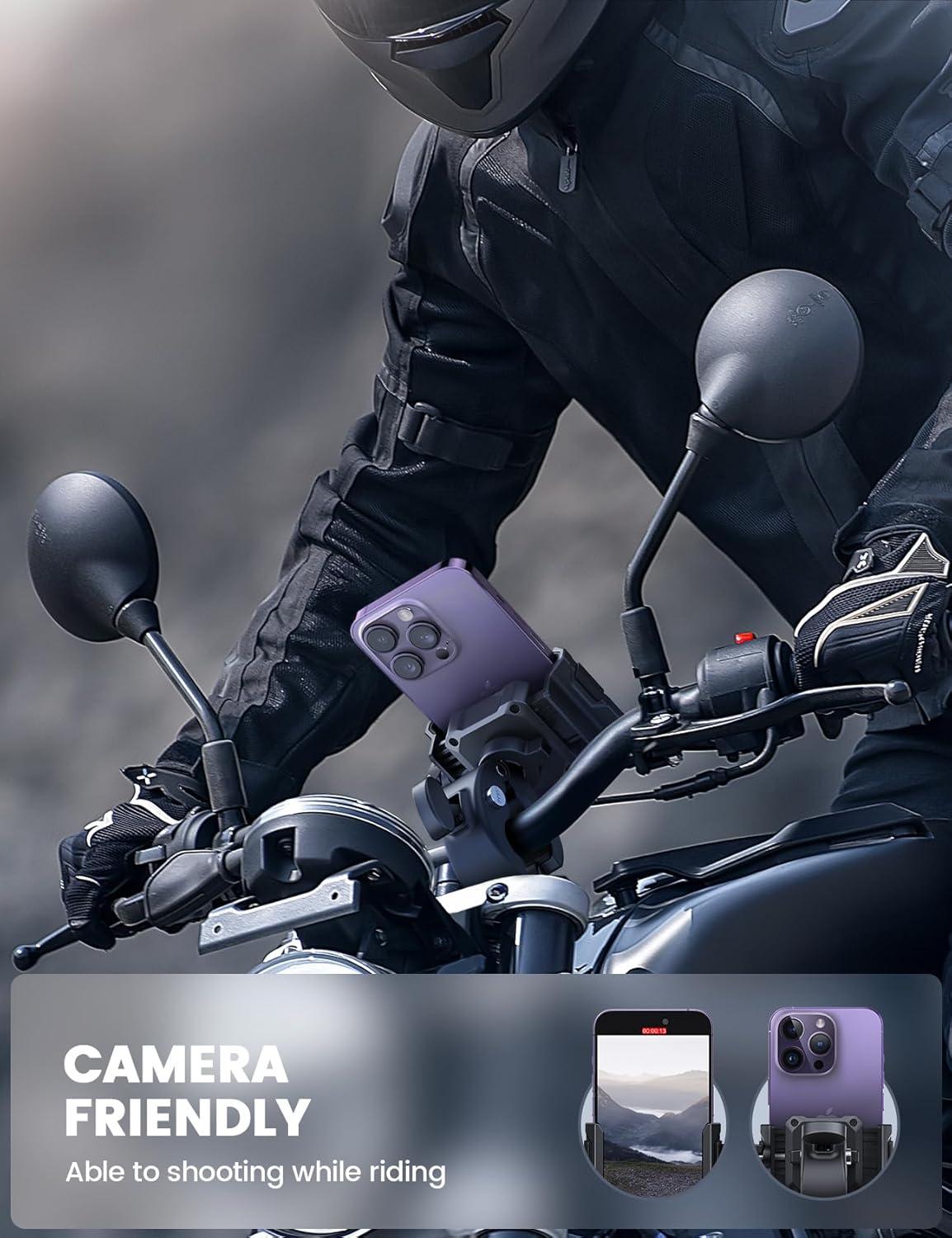imageLamicall Motorcycle Phone Mount Holder  Camera Friendly 1s Lock Bike Phone Holder Handlebar Clamp Bicycle Scooter Phone Clip for iPhone 16 Pro Max 15 14 13 Galaxy S25 Ultra 477quot PhonesBlack