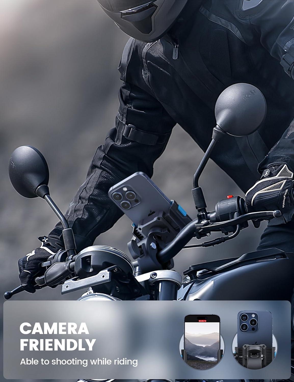 imageLamicall Motorcycle Phone Mount Holder  Camera Friendly 1s Lock Bike Phone Holder Handlebar Clamp Bicycle Scooter Phone Clip for iPhone 16 Pro Max 15 14 13 Galaxy S25 Ultra 477quot PhonesBlue