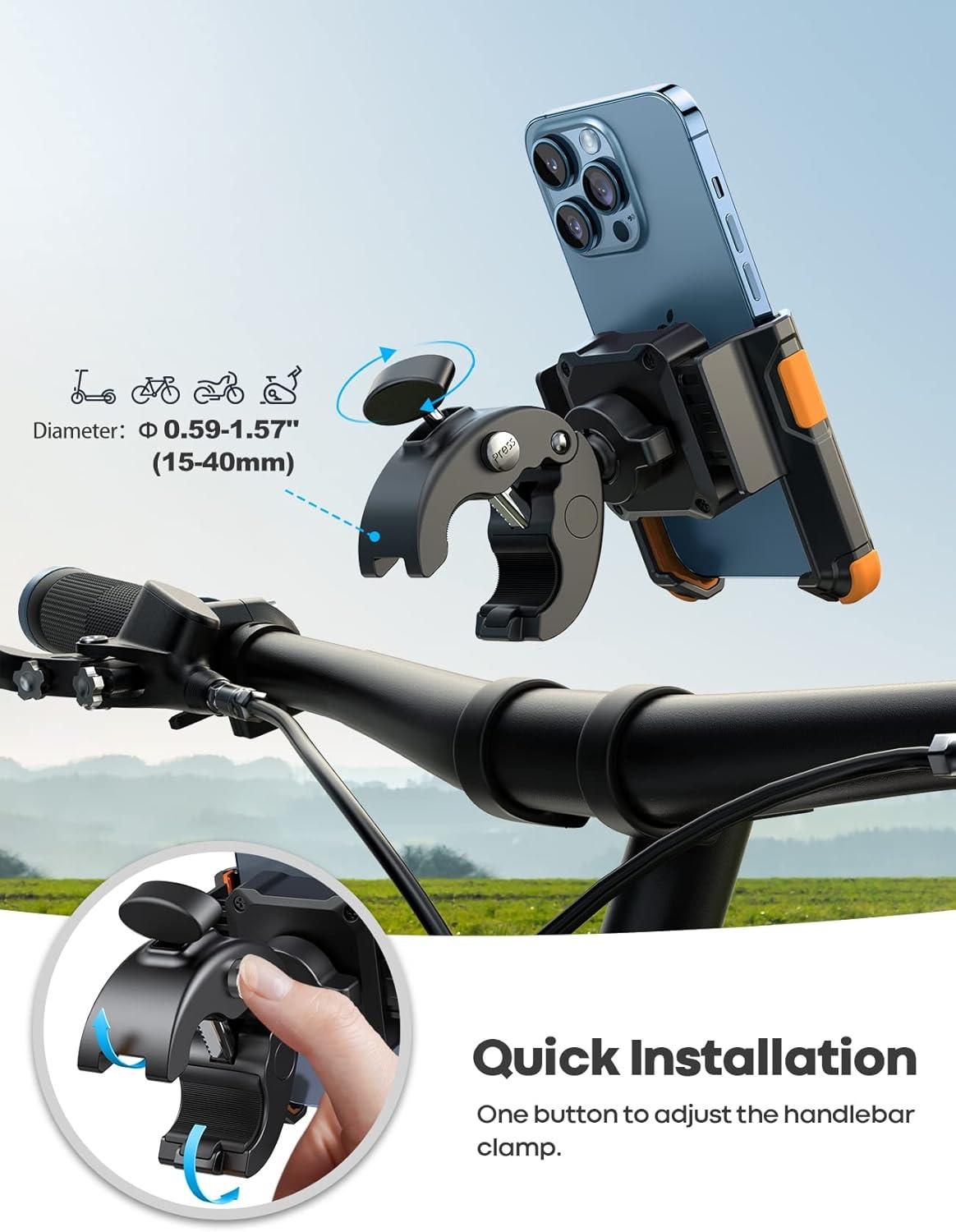 imageLamicall Motorcycle Phone Mount Holder  Camera Friendly 1s Lock Bike Phone Holder Handlebar Clamp Bicycle Scooter Phone Clip for iPhone 16 Pro Max 15 14 13 Galaxy S25 Ultra 477quot PhonesOrange