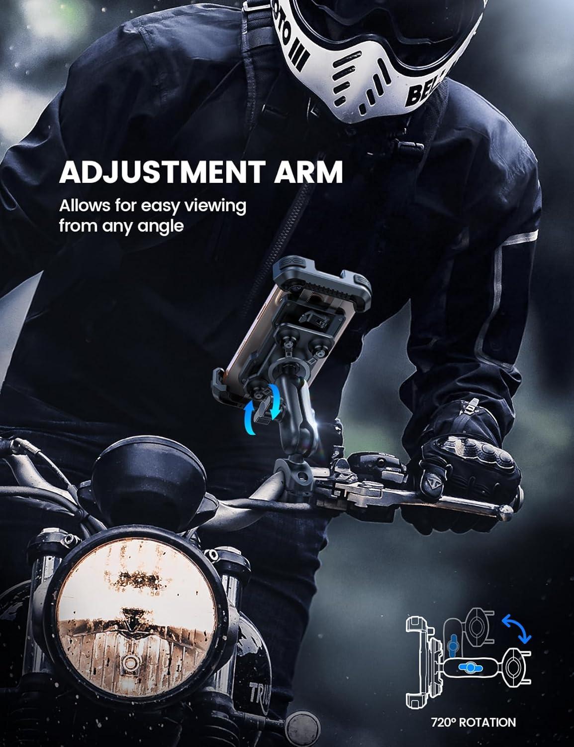 imageLamicall Motorcycle Phone Mount Holder  Dual Vibration Dampener Metal Adjustment Arm Motorcycle Cell Phone Holder Bike Handlebar Phone Mount for iPhone 1615 1413 Pro Max 4767quot PhonesBlack