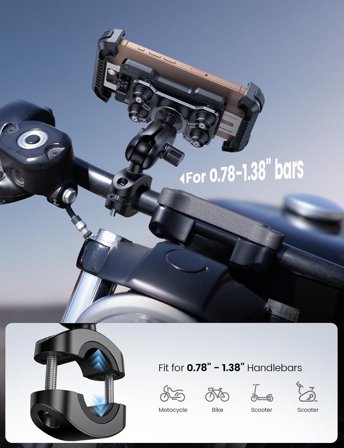 imageLamicall Motorcycle Phone Mount Holder  Dual Vibration Dampener Metal Adjustment Arm Motorcycle Cell Phone Holder Bike Handlebar Phone Mount for iPhone 1615 1413 Pro Max 4767quot PhonesBlack