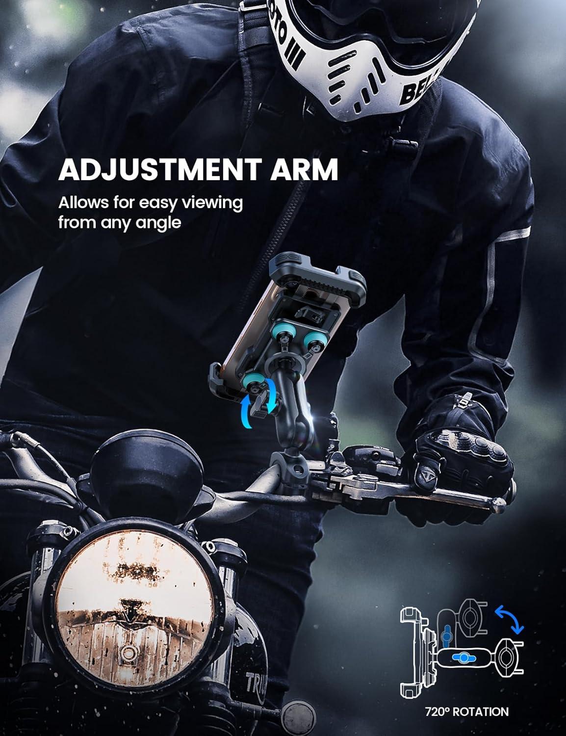 imageLamicall Motorcycle Phone Mount Holder  Dual Vibration Dampener Metal Adjustment Arm Motorcycle Cell Phone Holder Bike Handlebar Phone Mount for iPhone 1615 1413 Pro Max 4767quot PhonesBlue