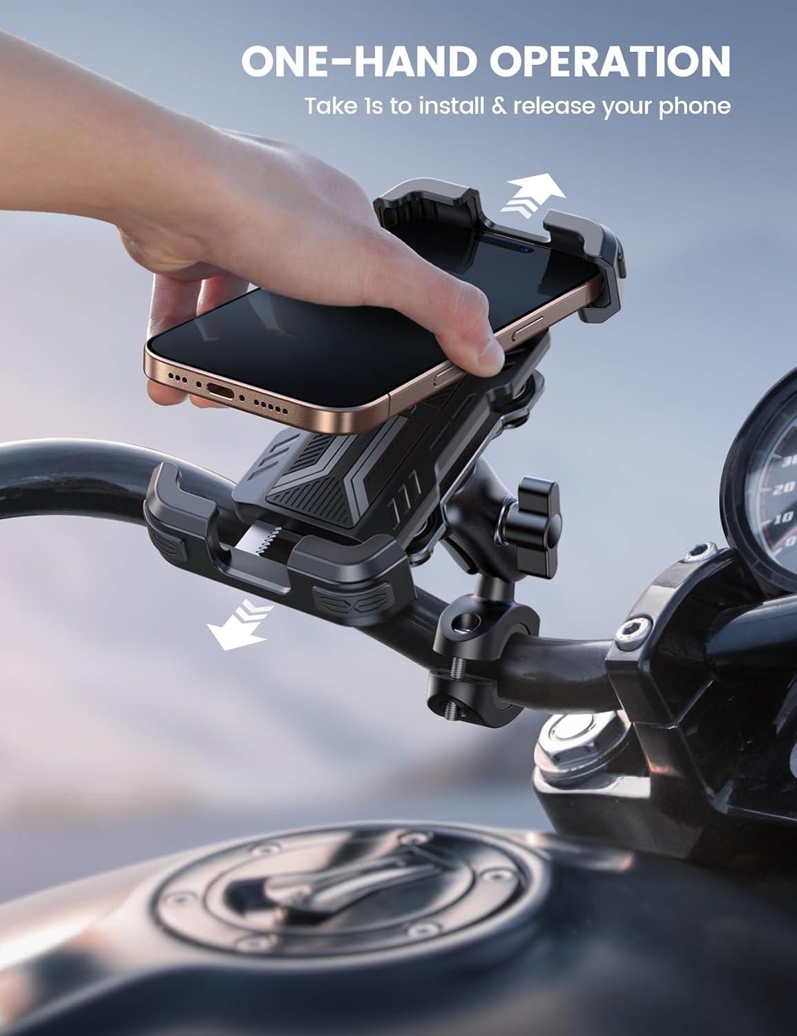 imageLamicall Motorcycle Phone Mount Holder  Dual Vibration Dampener Metal Adjustment Arm Motorcycle Cell Phone Holder Bike Handlebar Phone Mount for iPhone 1615 1413 Pro Max 4767quot PhonesBlack