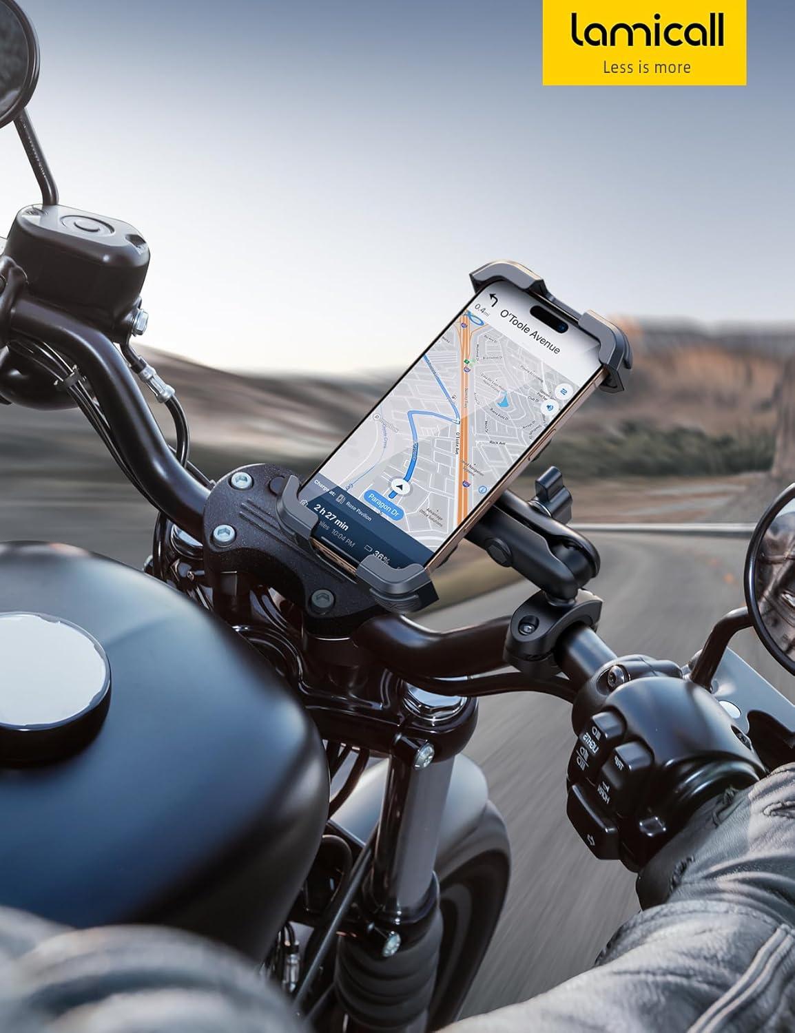 imageLamicall Motorcycle Phone Mount Holder  Dual Vibration Dampener Metal Adjustment Arm Motorcycle Cell Phone Holder Bike Handlebar Phone Mount for iPhone 1615 1413 Pro Max 4767quot PhonesBlack