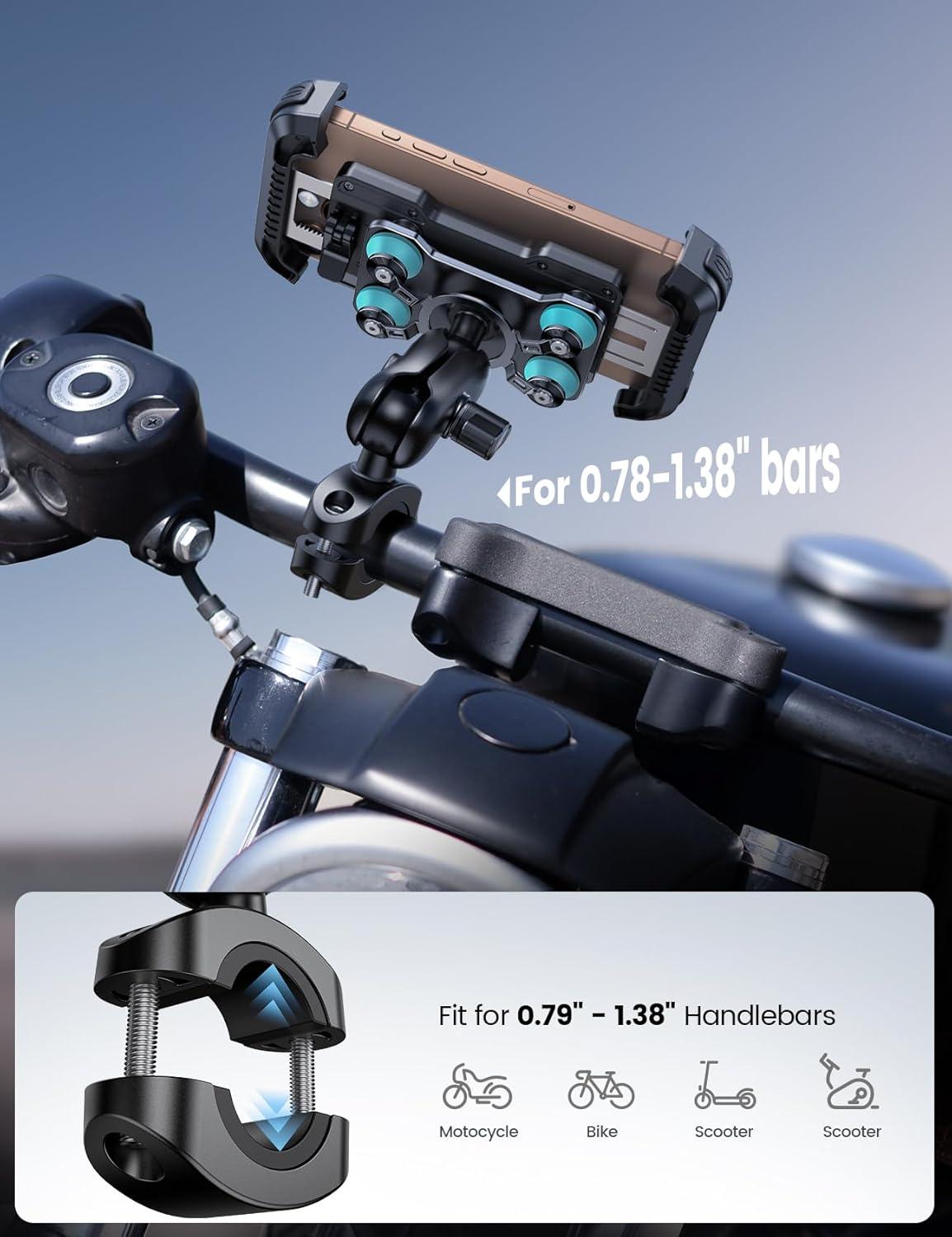 imageLamicall Motorcycle Phone Mount Holder  Dual Vibration Dampener Metal Adjustment Arm Motorcycle Cell Phone Holder Bike Handlebar Phone Mount for iPhone 1615 1413 Pro Max 4767quot PhonesBlue
