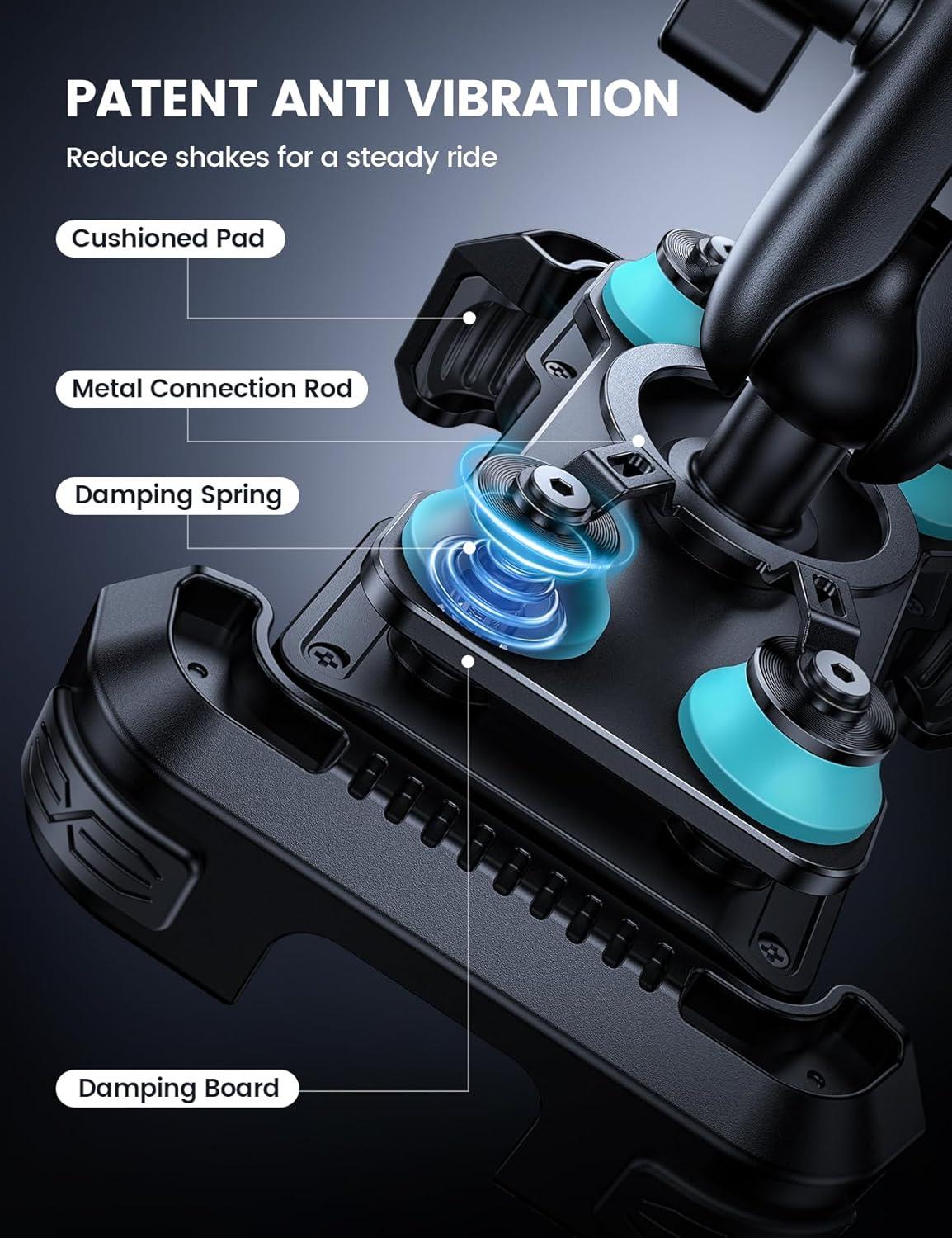 imageLamicall Motorcycle Phone Mount Holder  Dual Vibration Dampener Metal Adjustment Arm Motorcycle Cell Phone Holder Bike Handlebar Phone Mount for iPhone 1615 1413 Pro Max 4767quot PhonesBlue