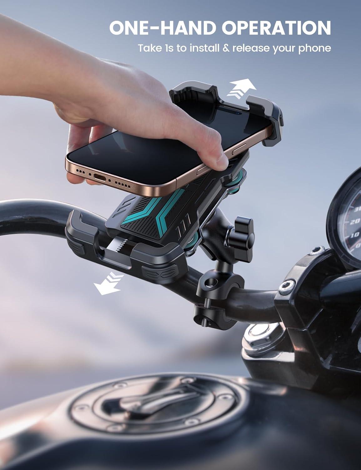 imageLamicall Motorcycle Phone Mount Holder  Dual Vibration Dampener Metal Adjustment Arm Motorcycle Cell Phone Holder Bike Handlebar Phone Mount for iPhone 1615 1413 Pro Max 4767quot PhonesBlue