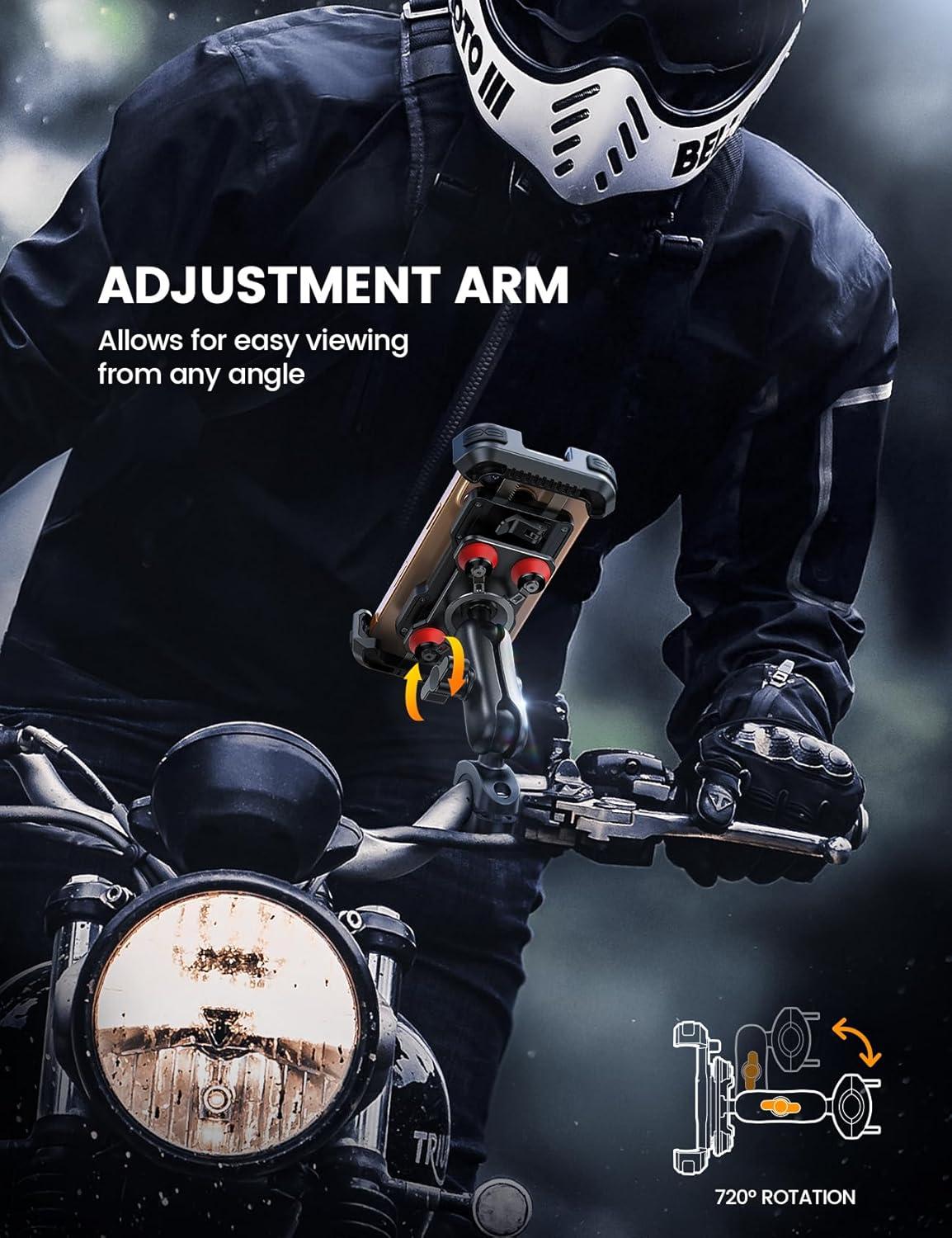 imageLamicall Motorcycle Phone Mount Holder  Dual Vibration Dampener Metal Adjustment Arm Motorcycle Cell Phone Holder Bike Handlebar Phone Mount for iPhone 1615 1413 Pro Max 4767quot PhonesRed