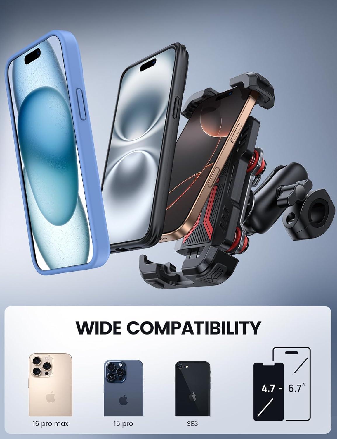 imageLamicall Motorcycle Phone Mount Holder  Dual Vibration Dampener Metal Adjustment Arm Motorcycle Cell Phone Holder Bike Handlebar Phone Mount for iPhone 1615 1413 Pro Max 4767quot PhonesRed