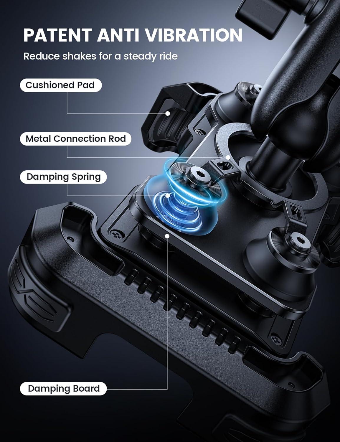 imageLamicall Motorcycle Phone Mount Holder  Dual Vibration Dampener Metal Adjustment Arm Motorcycle Cell Phone Holder Bike Handlebar Phone Mount for iPhone 1615 1413 Pro Max 4767quot PhonesBlack