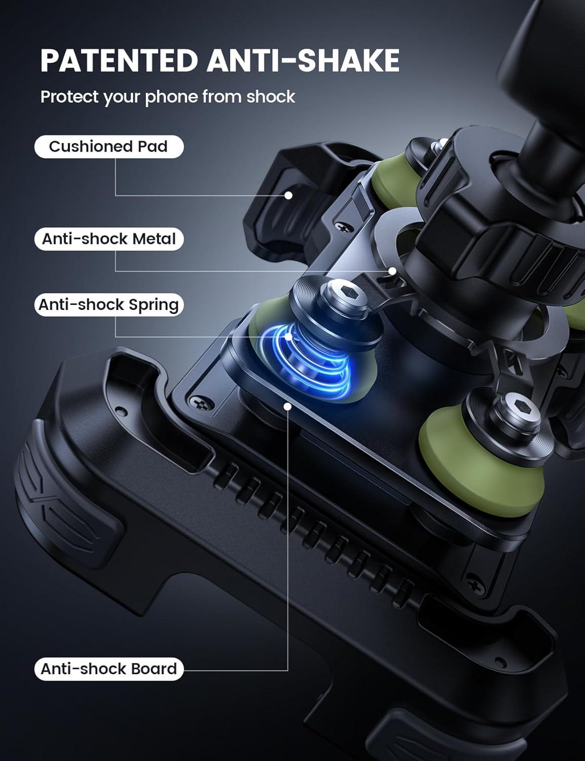 imageLamicall Motorcycle Phone Mount Holder  Dual Vibration Dampener Upgrade Handlebar Clip Motorcycle Cell Phone Holder Bike Phone Mount Fit iPhone 16151413 Pro Max 4767quot Phones BlackGreen