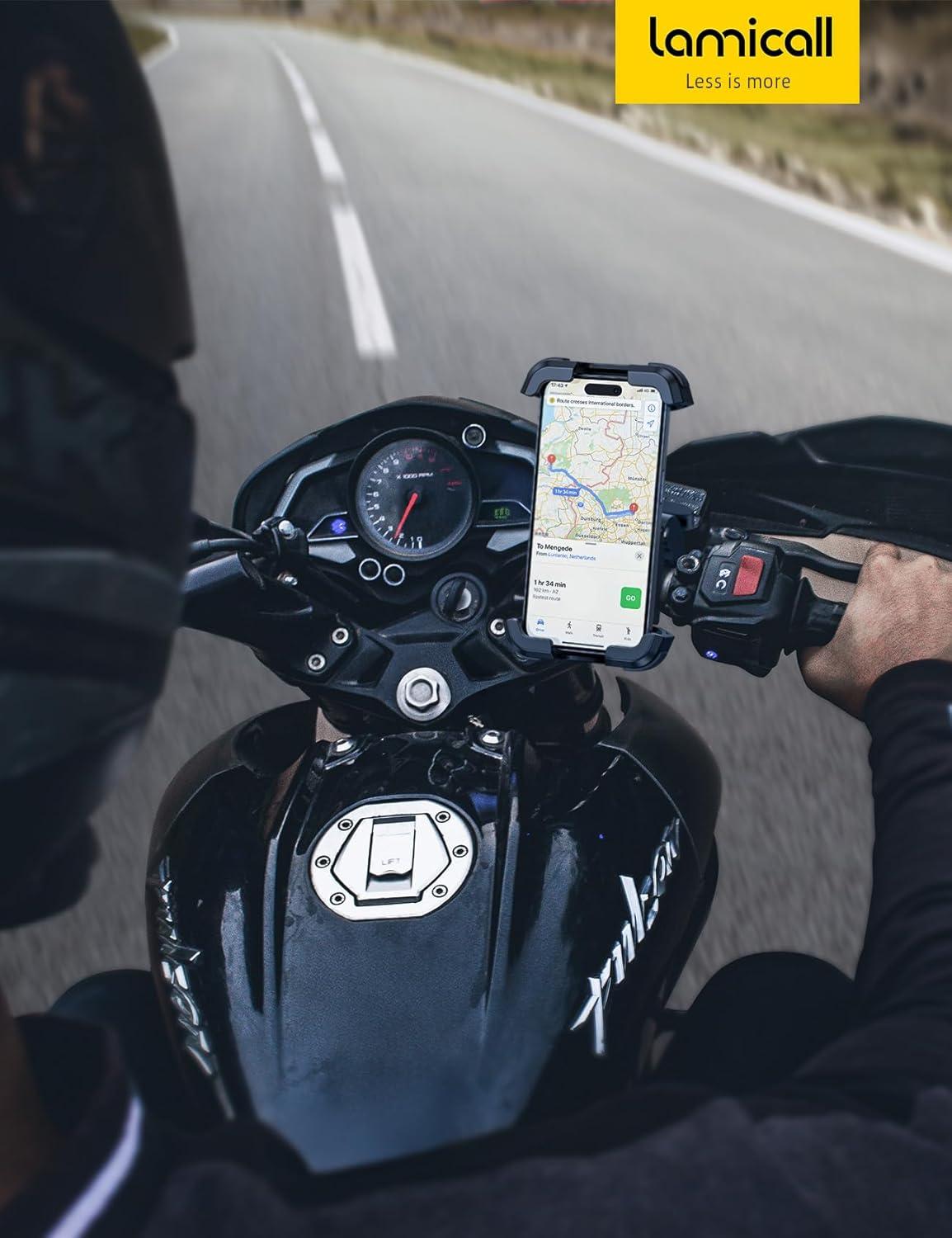 imageLamicall Motorcycle Phone Mount Holder  Dual Vibration Dampener Upgrade Handlebar Clip Motorcycle Cell Phone Holder Bike Phone Mount Fit iPhone 16151413 Pro Max 4767quot Phones BlackRed