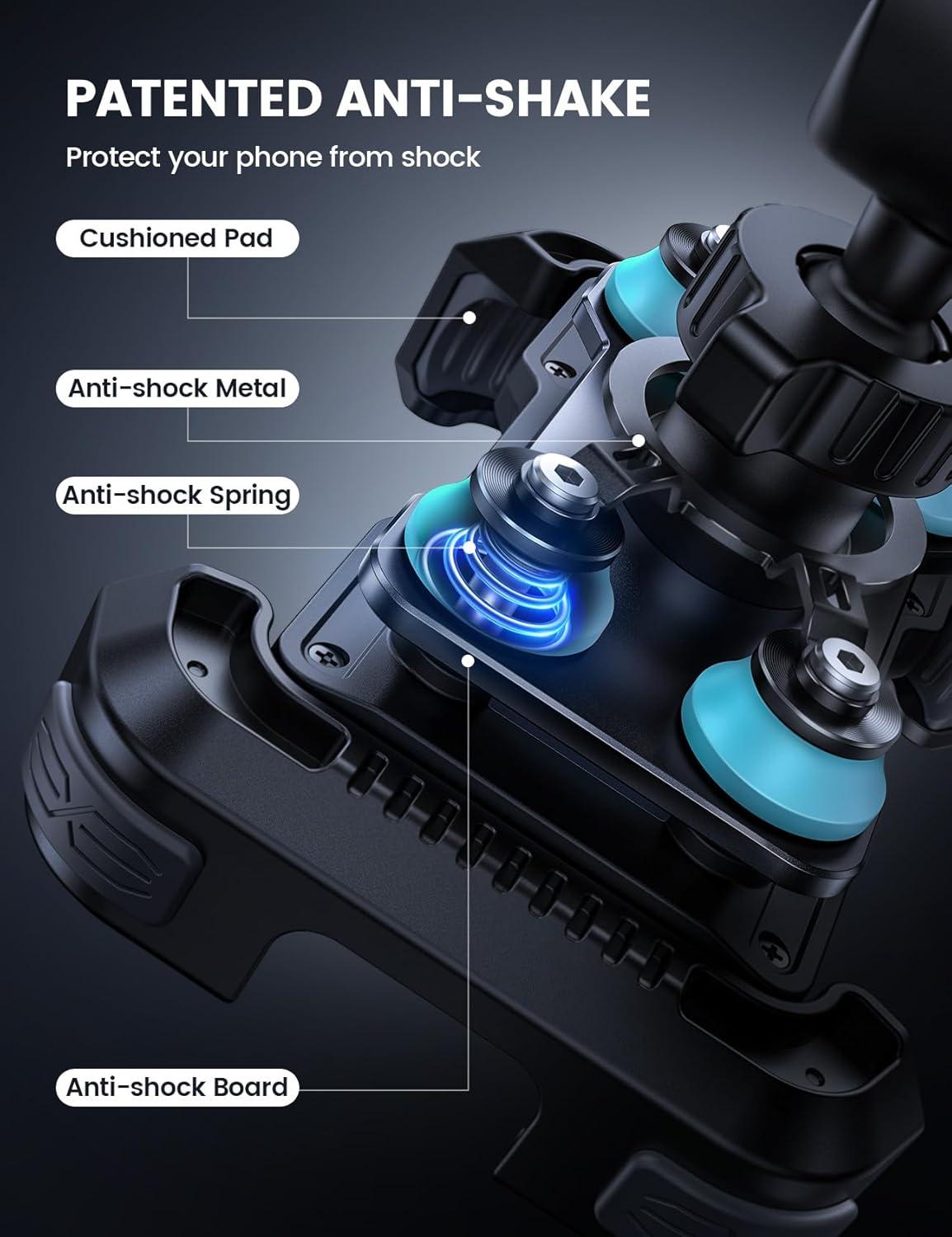 imageLamicall Motorcycle Phone Mount Holder  Dual Vibration Dampener Upgrade Handlebar Clip Motorcycle Cell Phone Holder Bike Phone Mount Fit iPhone 16151413 Pro Max 4767quot Phones BlackBlue